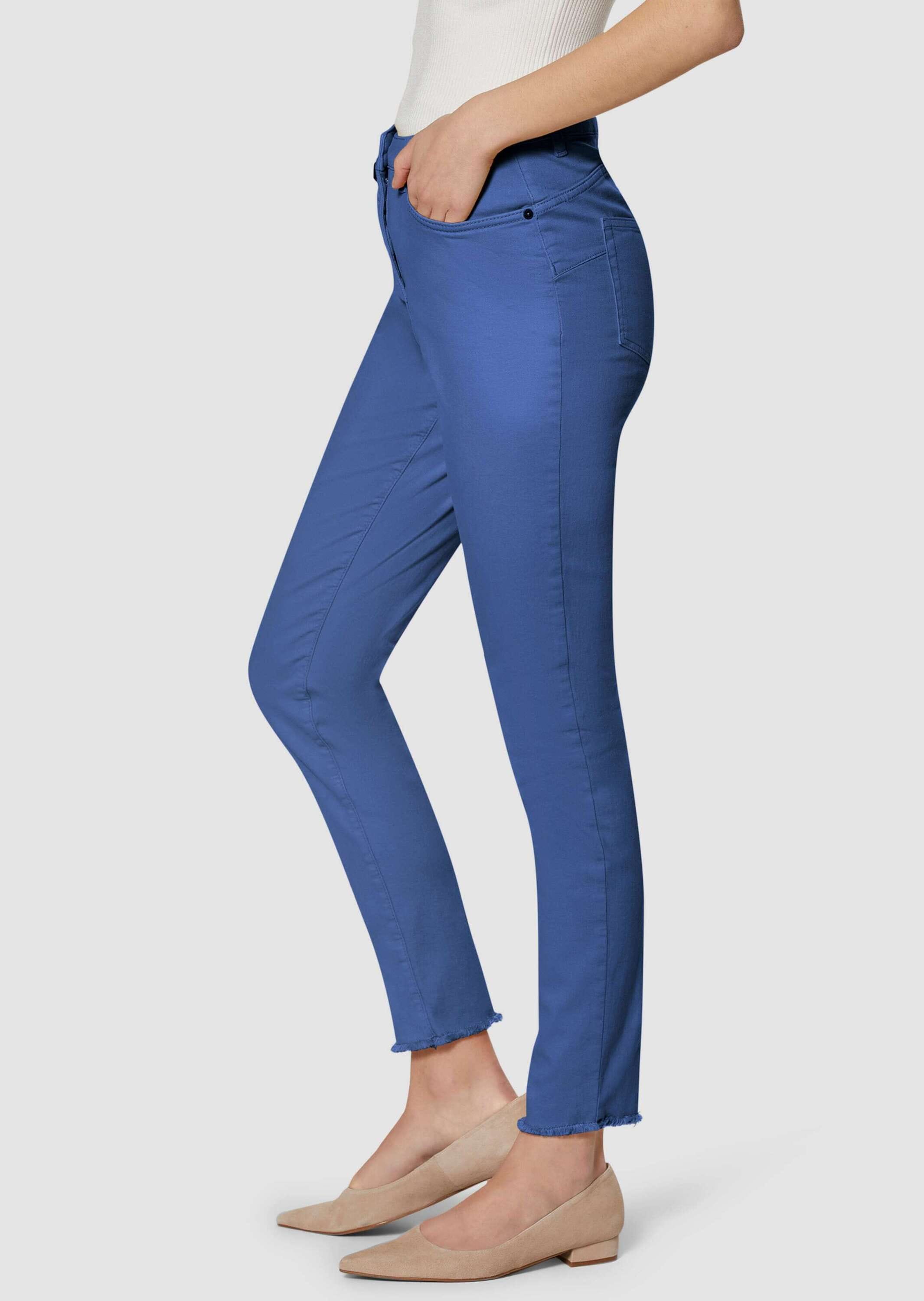 MADELEINE Regular-fit-Jeans »Jeans Mid Waist Skinny-Hose mit Fransen« mit Fransensaum
