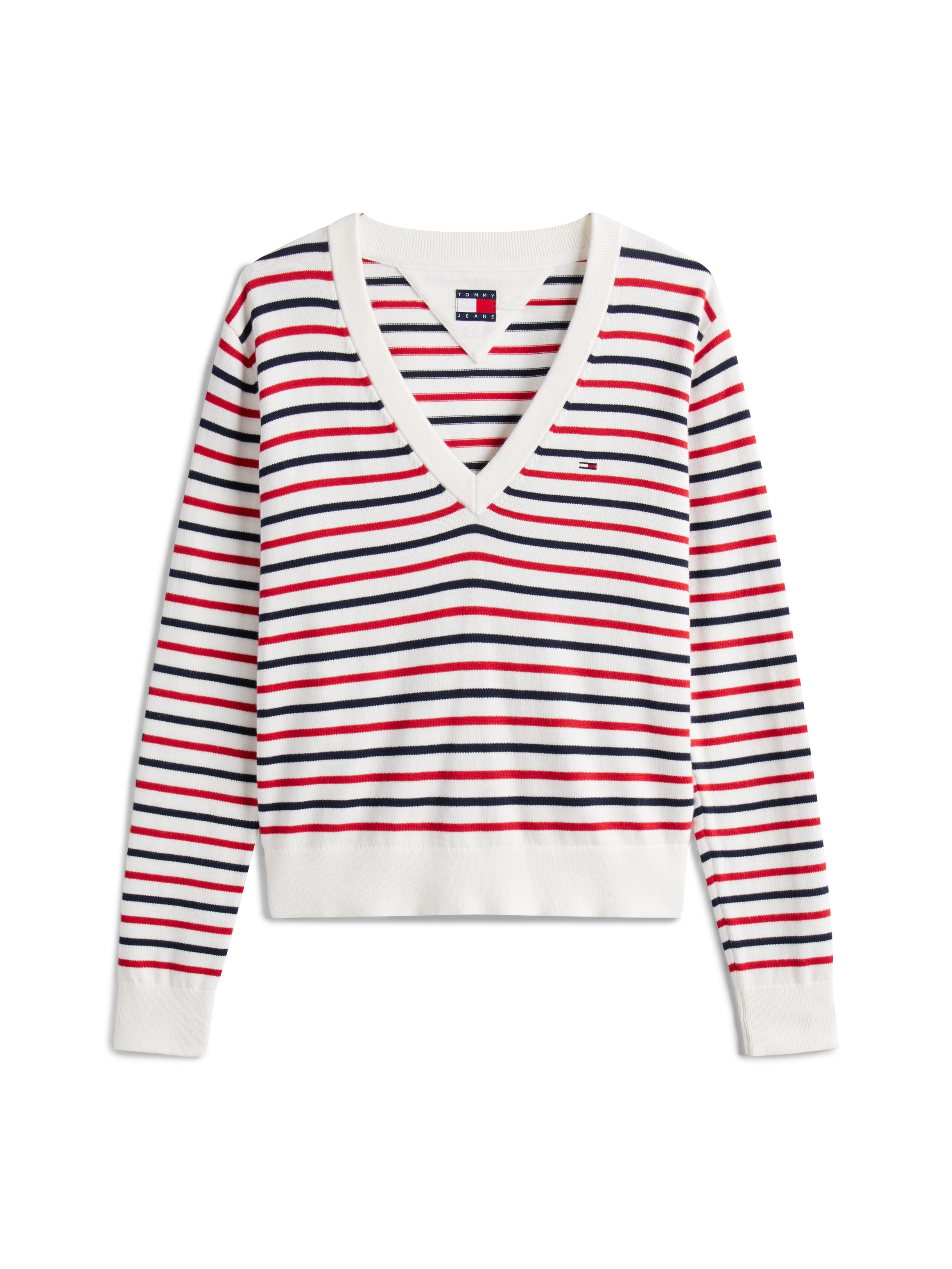 Tommy Jeans V-Ausschnitt-Pullover »TJW ESSENTIAL VNECK SWEATER EXT«, mit Logostickerei