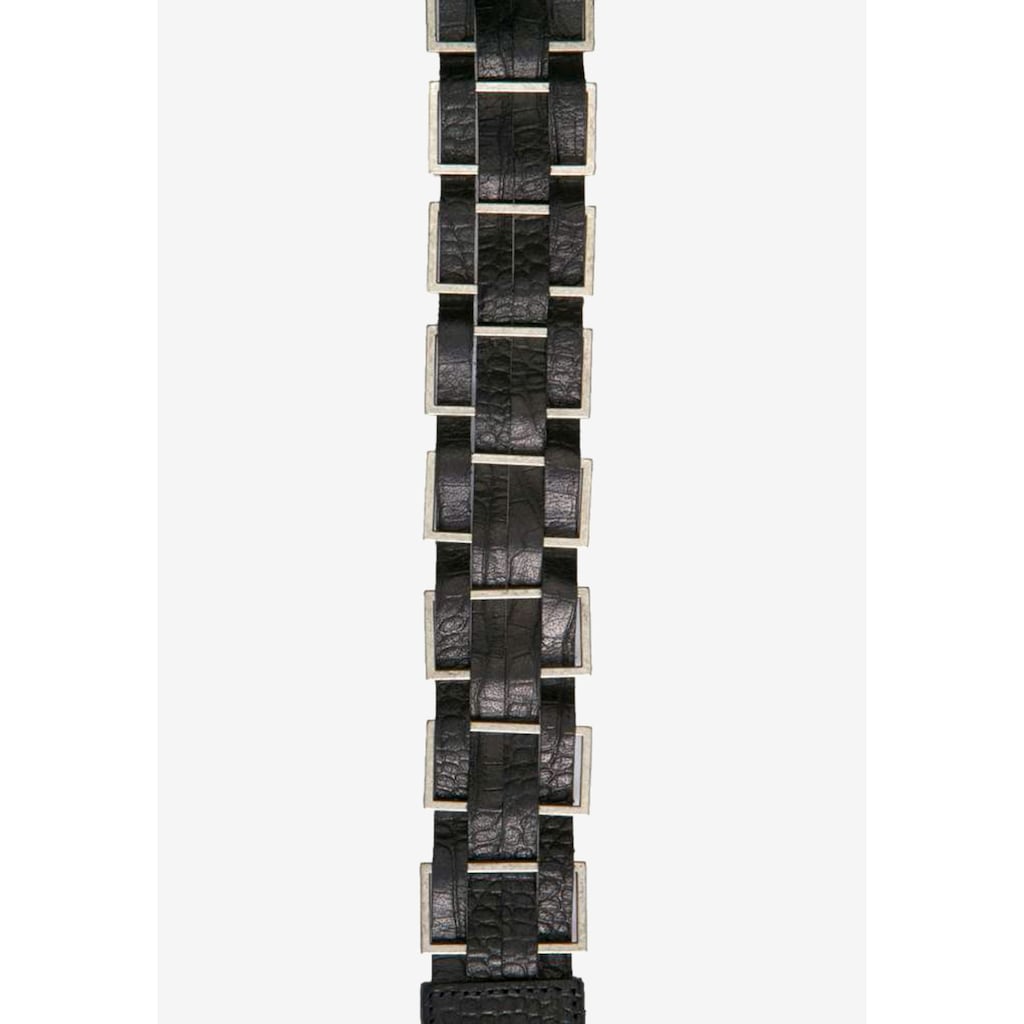 Herrenmode Accessoires Cipo & Baxx Ledergürtel, mit modischen Metall-Elementen schwarz