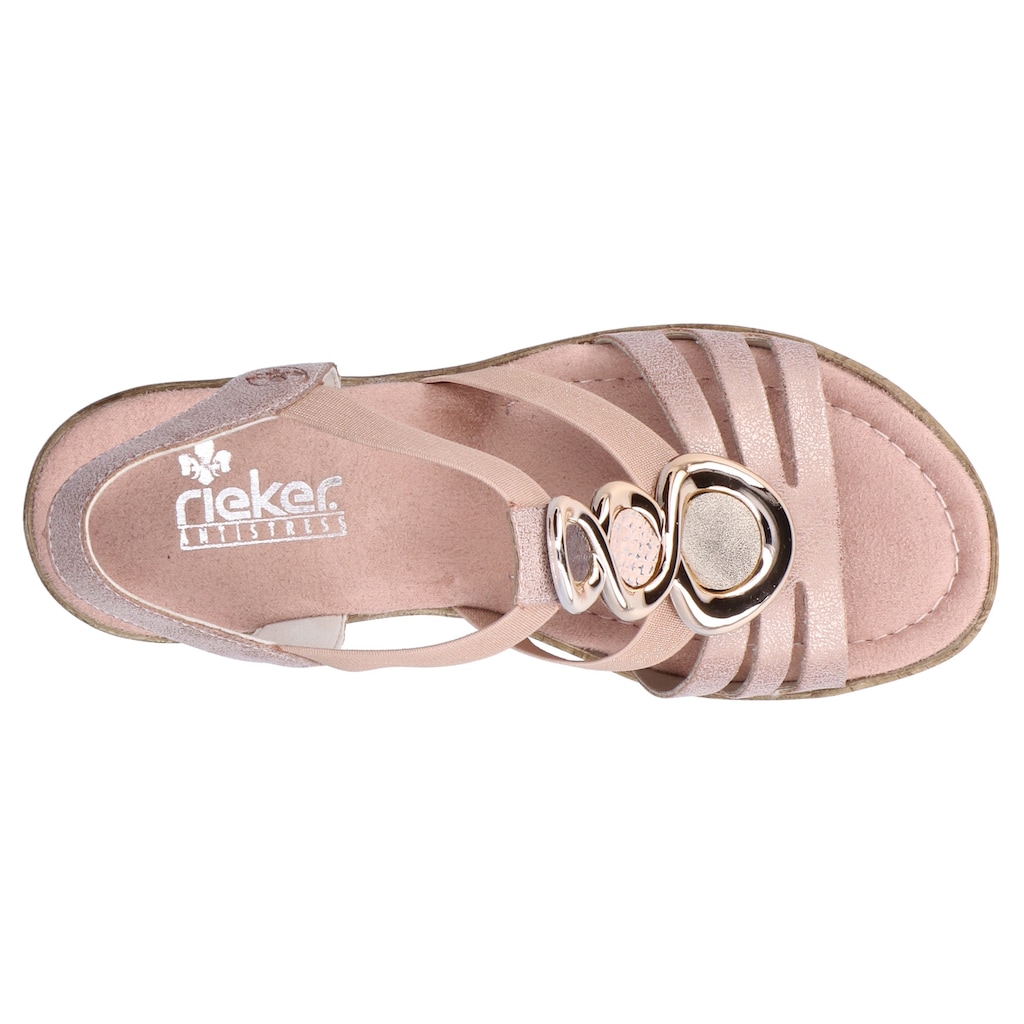 Rieker Sandalette, Sommerschuh, Sandale, Plateauabsatz mit Schmuck-Applikation