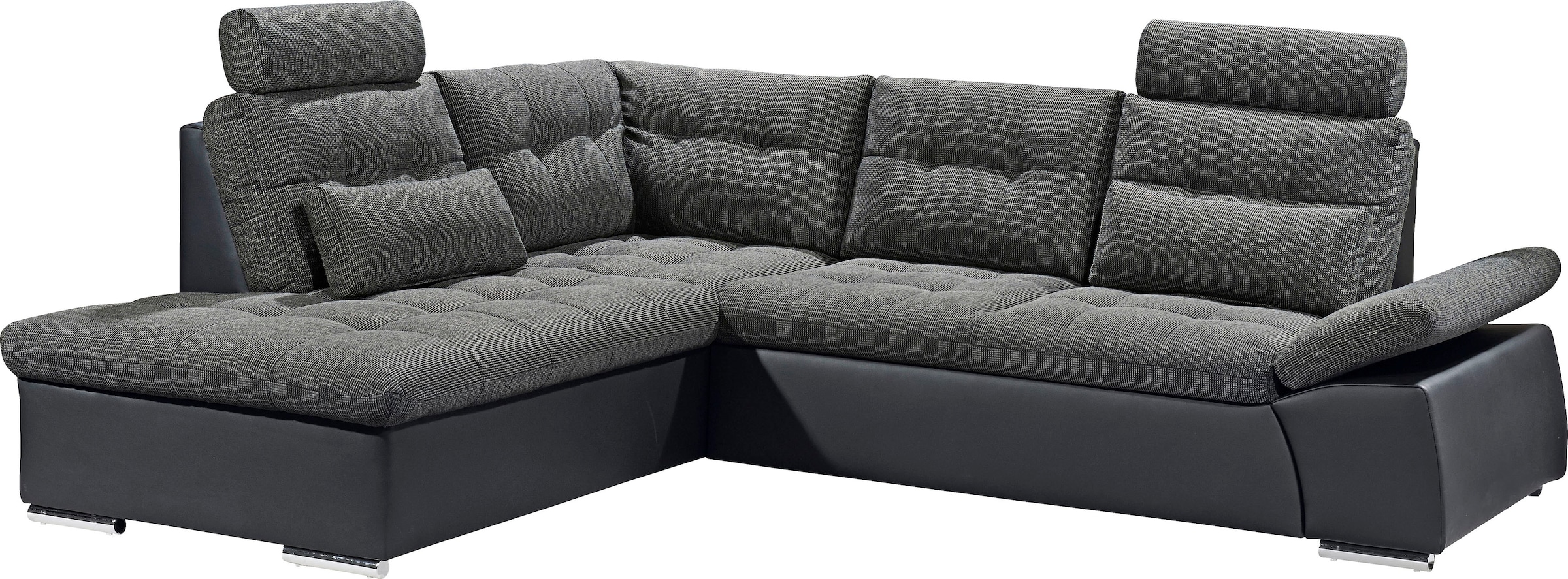 ED EXCITING DESIGN Ecksofa »Jakarta L-Form«, mit Bettfunktion, Armteilverstellung, Kopfstützen & 2 Nierenkissen