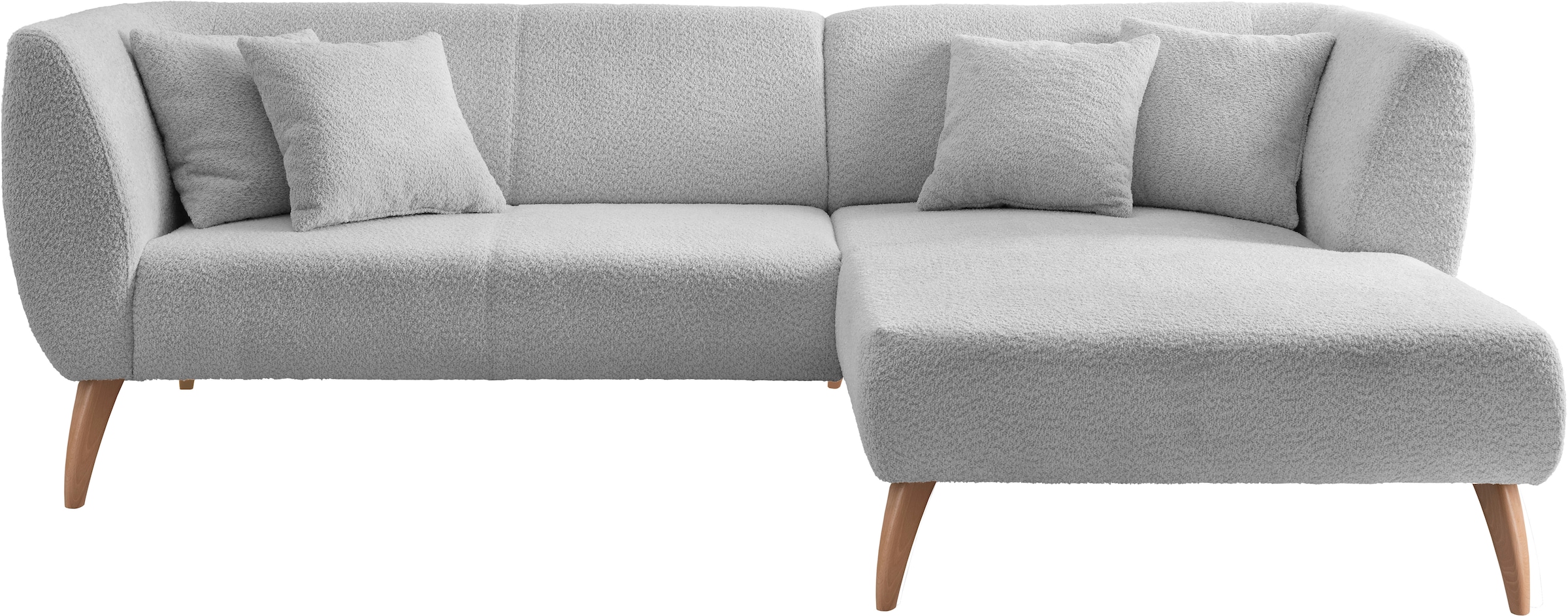 INOSIGN Ecksofa »Colori L-Form«, Holzfußfarbe wählbar, inkl. 4x Zierkissen
