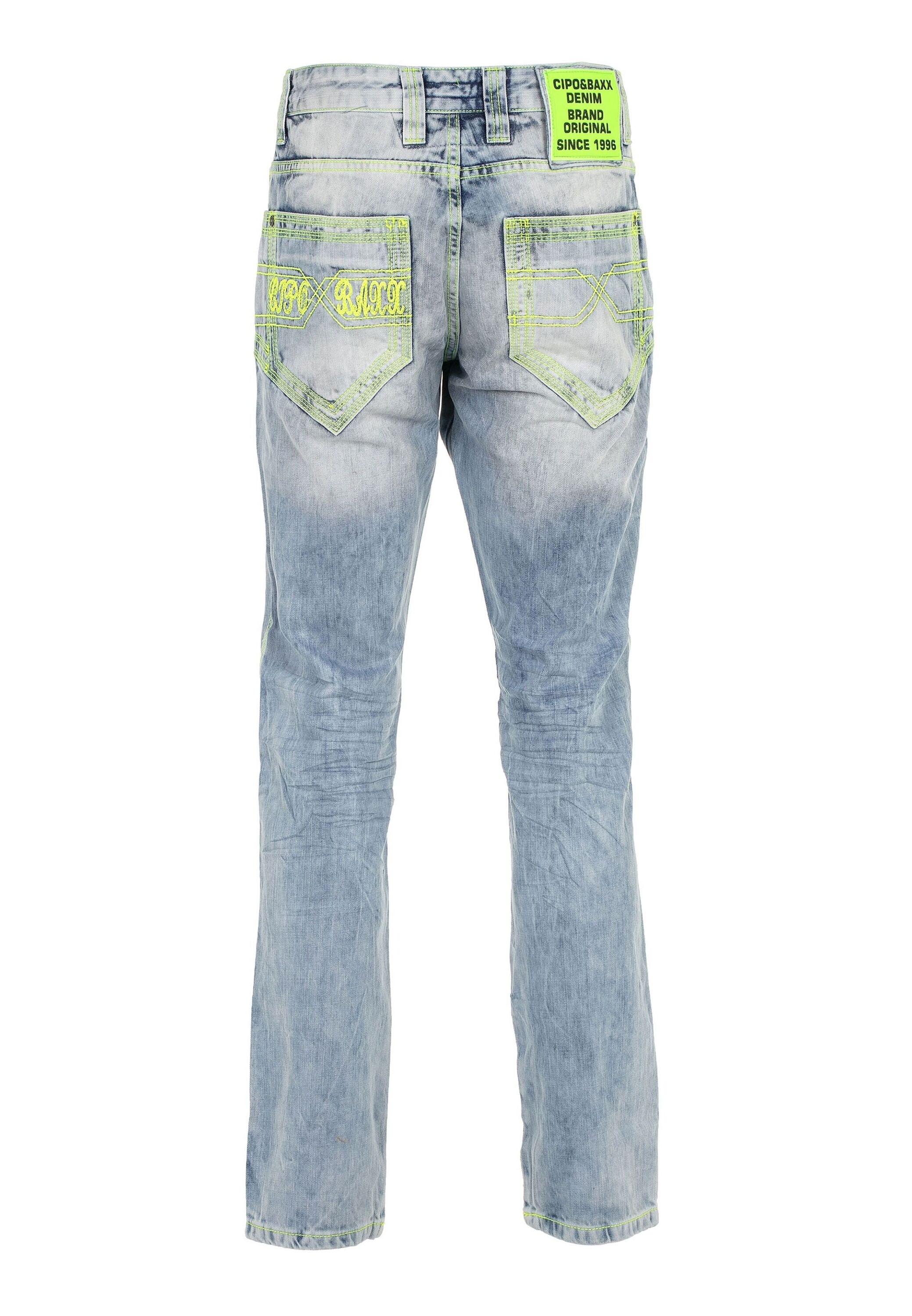 Regular-fit-Jeans CIPO & BAXX "DENIM", Herren, Gr. 33, Länge 32, blau (iceblau), 100% Baumwolle, unifarben, regular fit lang, Jeans, bequeme Jeans mit heller Waschung, CD596 3