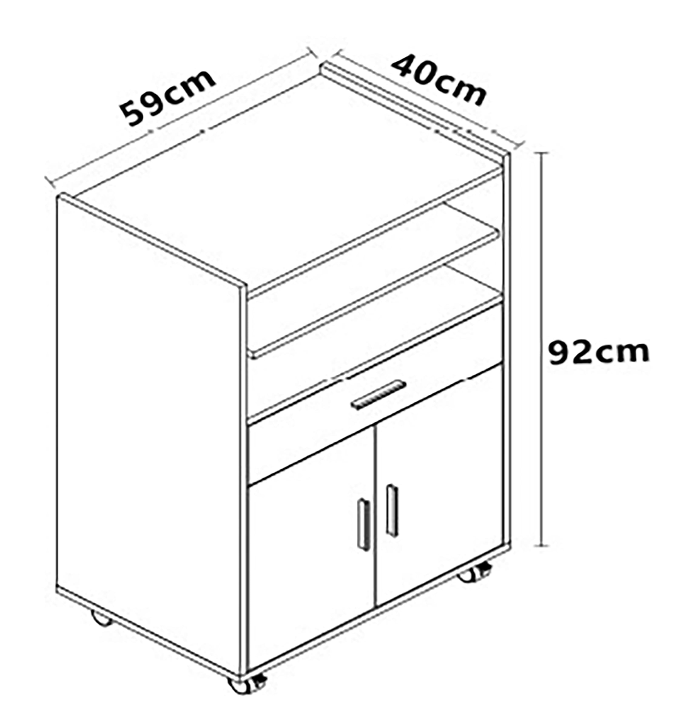 VCM Beistellschrank »VCM Küchenwagen | Rollwagen | Stellmaße gesamt: H. 92 x B. 59 x T. 40 cm | ausreichend Stauraum | rollbar | Servierwagen - Kiola«, (1 St.)