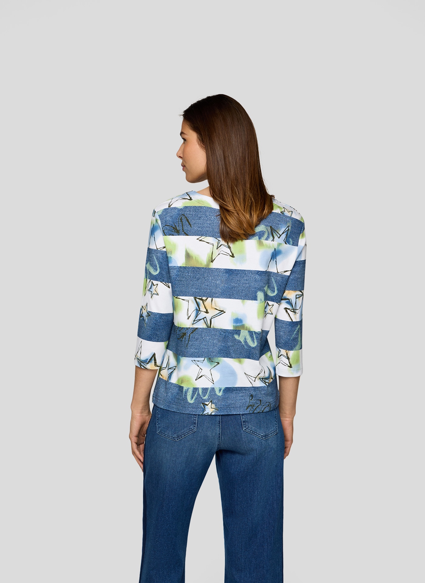 Rabe Print-Shirt, mit Jeans-Color-Blocking und grafischem Muster