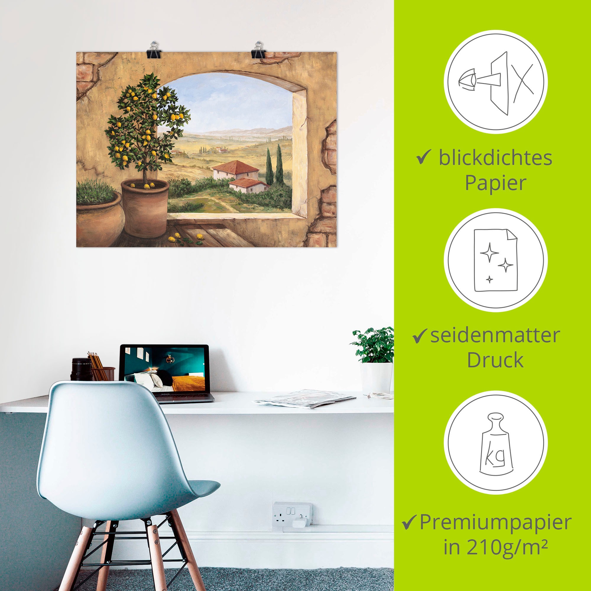 Wandbild ARTLAND "Fenster in der Toskana", beige (farbe bild(er): naturfarben), B:60cm H:45cm, Bilder, als Alubild, Leinwandbild, Poster, Wandaufkleber in verschied. Größen 3