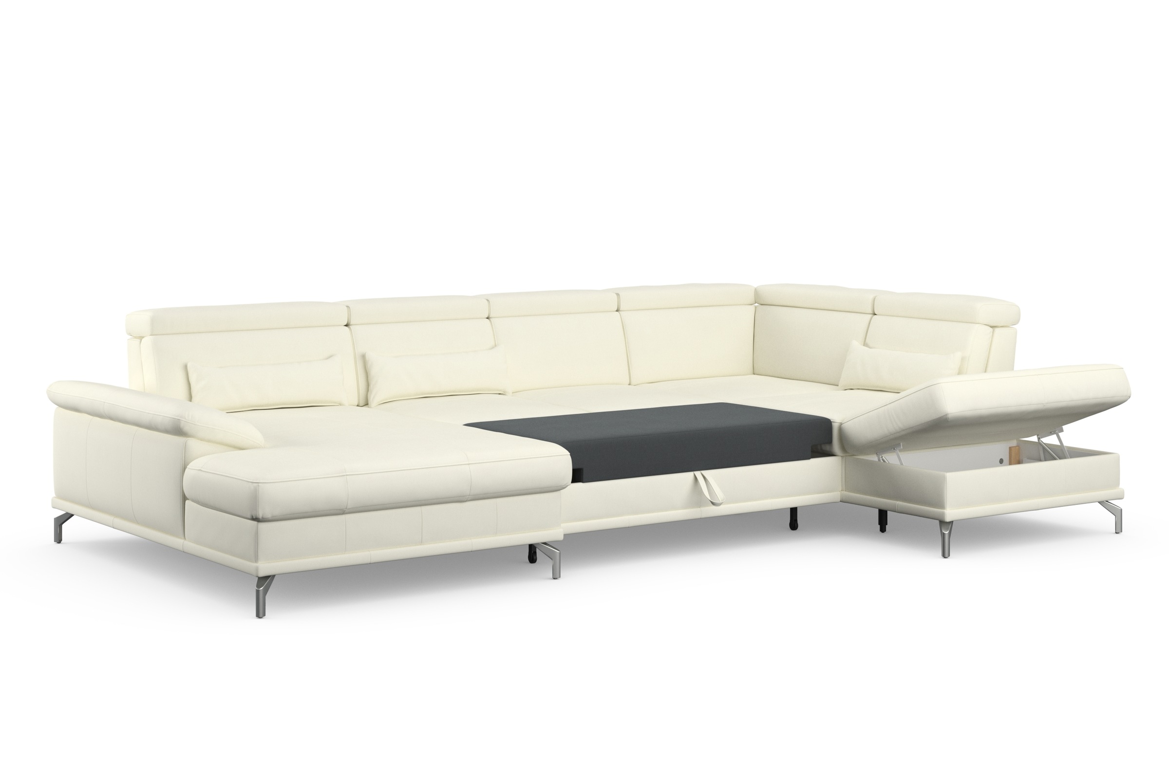 sit&more Wohnlandschaft »Cabrio U-Form, mit Sitztiefenverstellung, Arm- und Kopfteilverstellung«, 3 Nierenkissen, Federkern, optional Bettfunktion und Stauraum