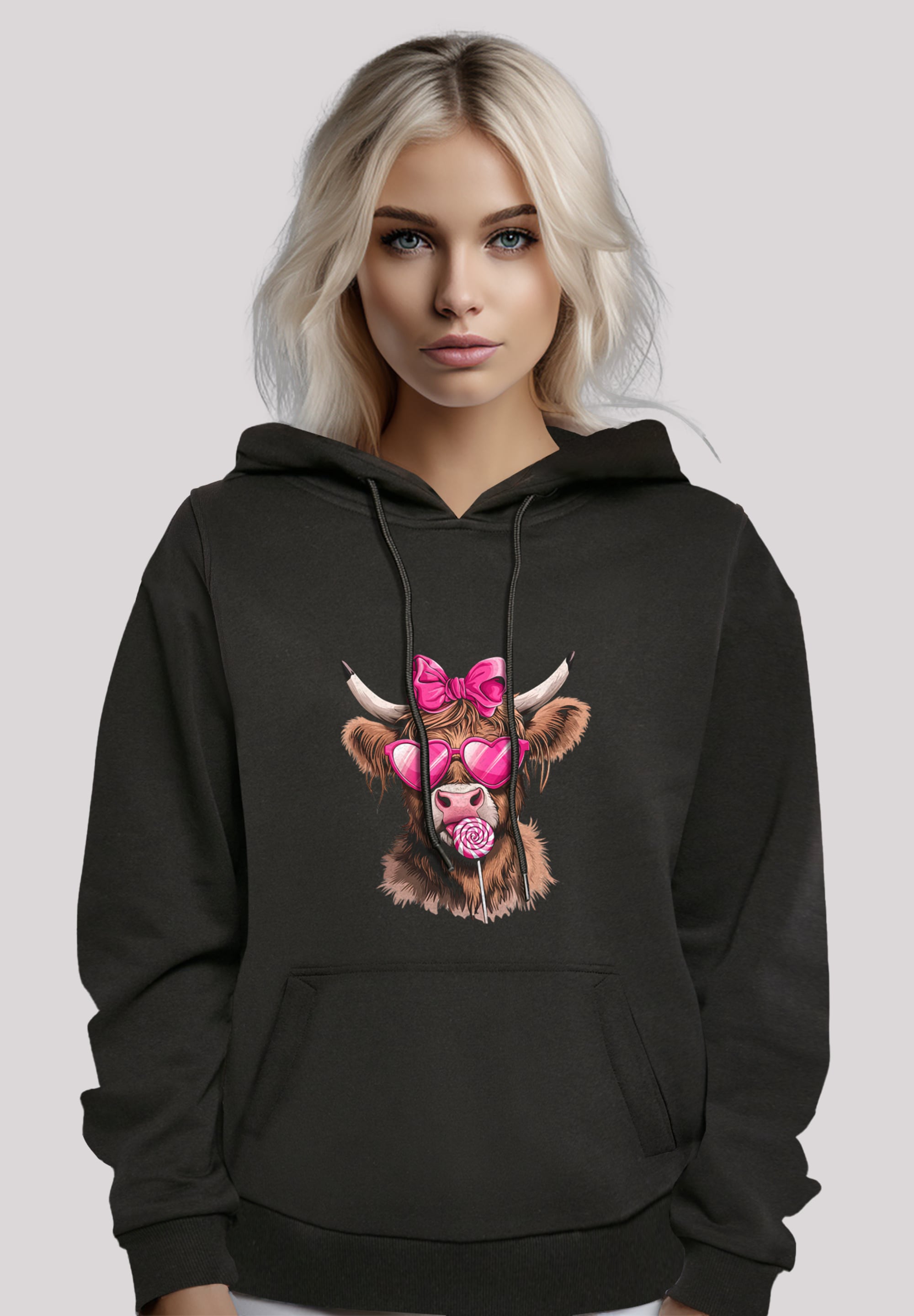 F4NT4STIC Megztinis su gobtuvu »Highland Cow Val...