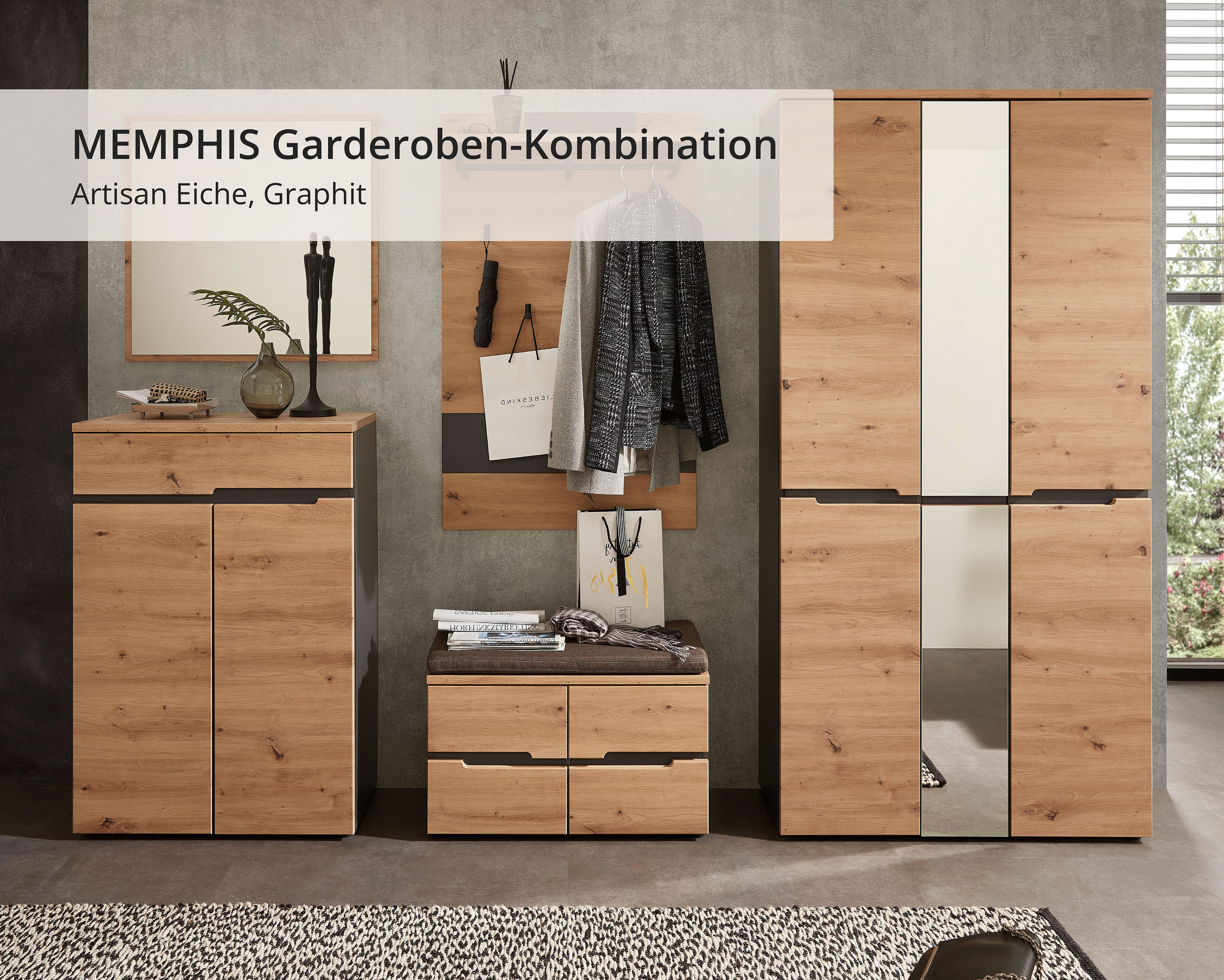 Thumbnail - Innostyle Garderoben-Set "MEMPHIS", (Komplett-Set, 5 St.)