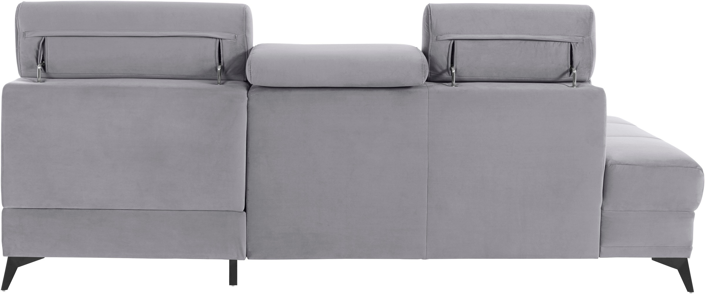 Ecksofa HOME AFFAIRE "Cardiz L-Form", grau (hellgrau), B:246cm H:83cm T:173cm, Webstoff (100% Polyester);Luxus-Microfaser Paris (90% Polyester/10% Polyamid);Struktur fein (100% Polyester);Samtoptik (100% Polyester), Sofas, Ecksofa, inkl.Kopfteilverstellun 6
