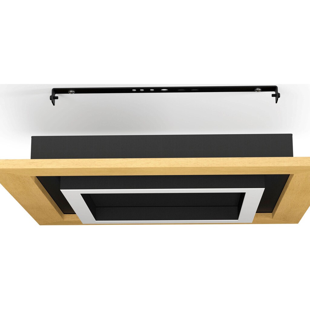 EGLO LED-Deckenleuchte »TIRRENARA« in schwarz und braun aus Stahl, Holz / inkl. LED fest integriert - 4 x 5,4 Watt
