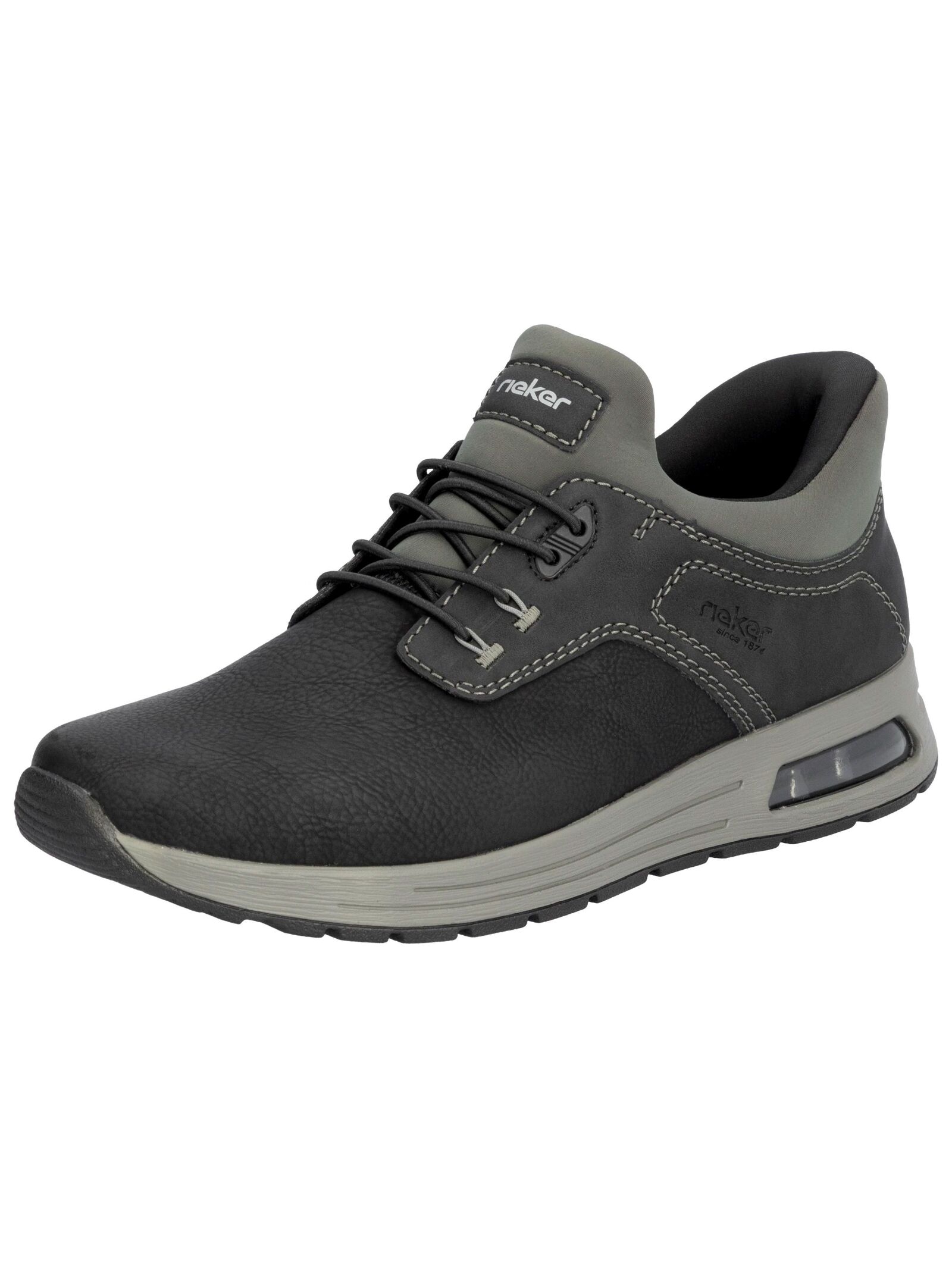 Sneaker RIEKER "Rieker Sneaker Lederimitat", Herren, Gr. 44, schwarz (schwarz, grau), Lederimitat, Schuhe Sneaker