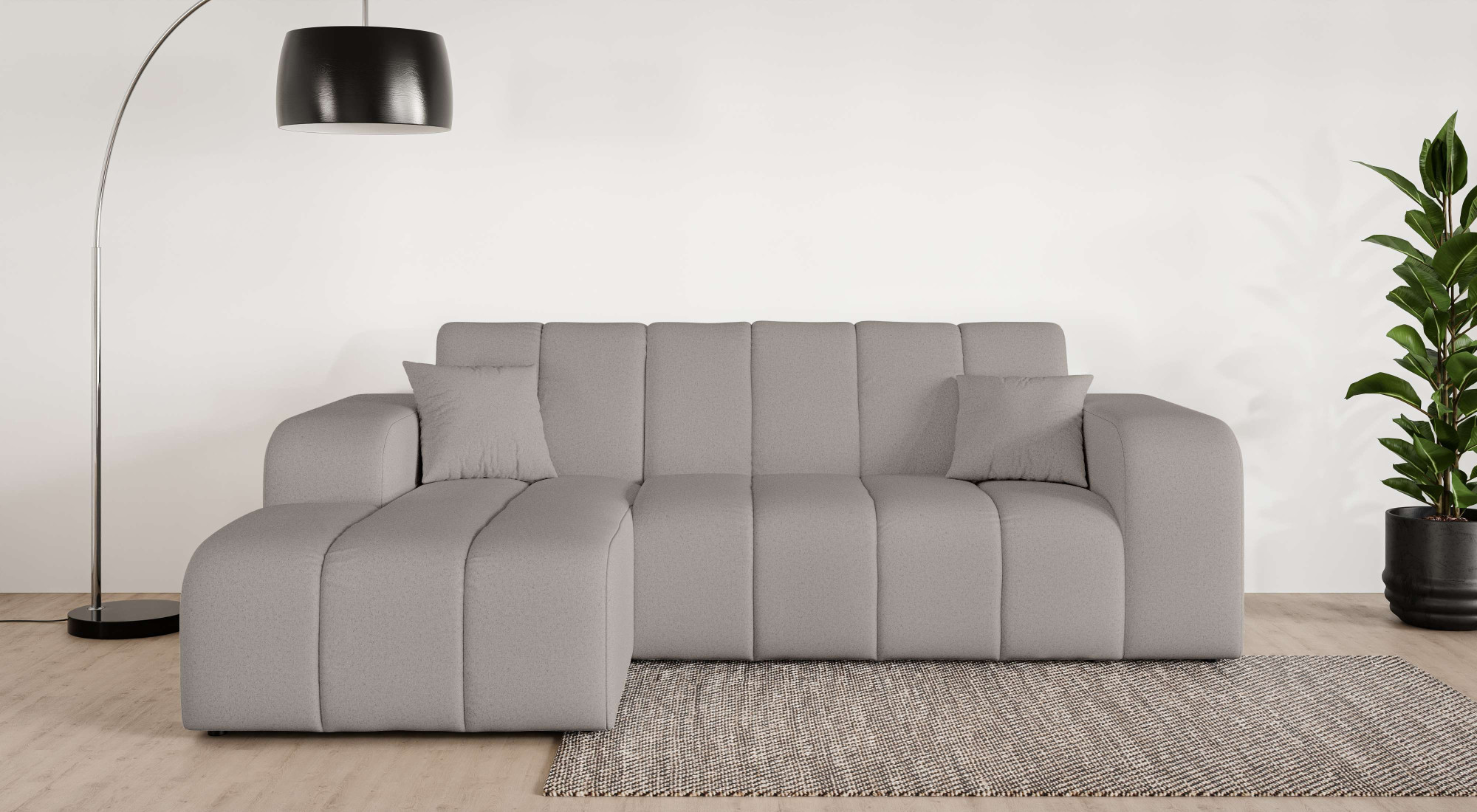OTTO home Ecksofa "CASSY L-Form, Schlafsofa mit Bettkasten, Maße B/T/H: 245/165/88 cm" mit 2 Rückenkissen, Recamiere rechts oder links bestellbar