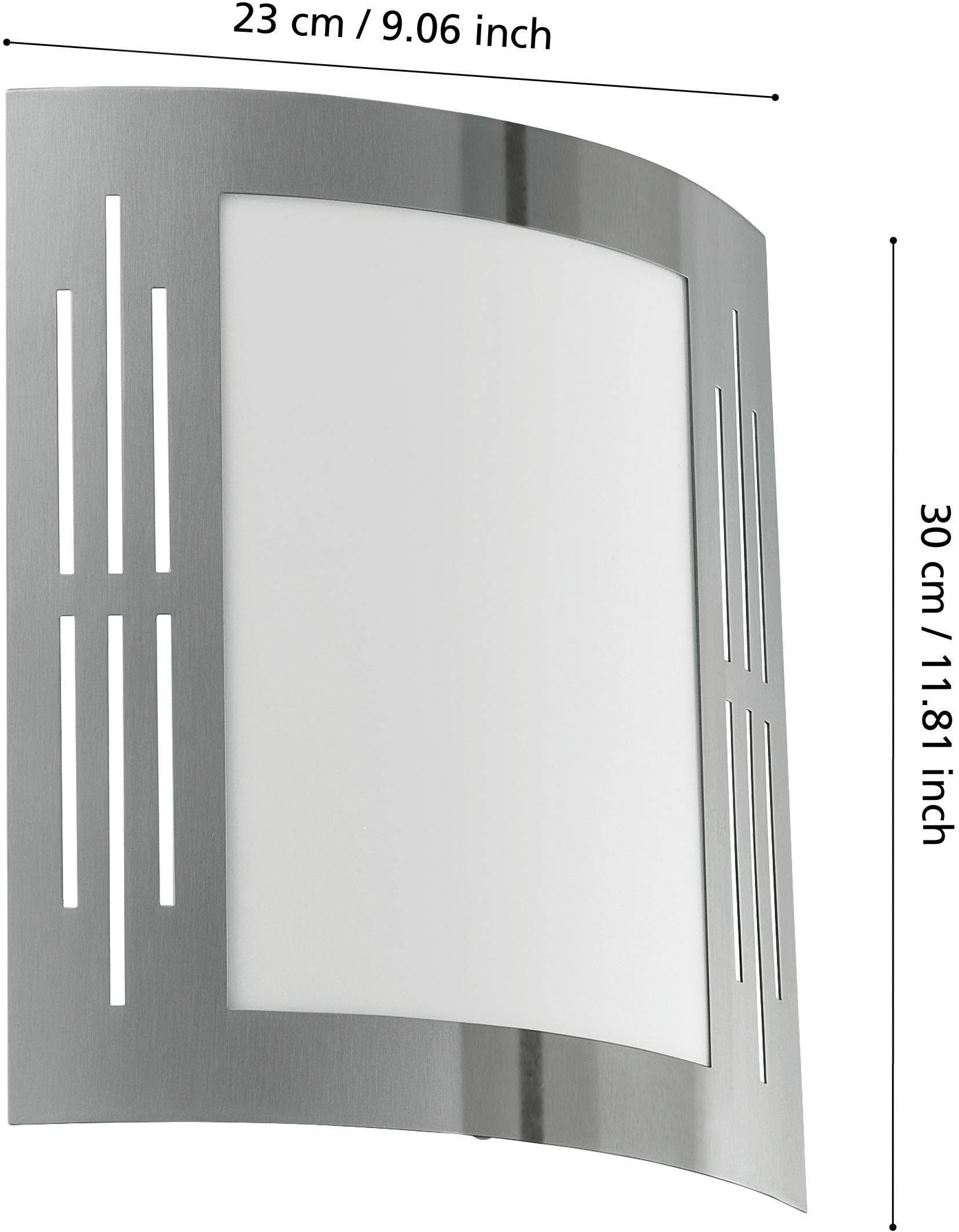 EGLO Wandleuchte »City Wandlampe, Außenbeleuchtung, Außenlampe, silber, weiß , E27, IP44« E27 1 Stk.