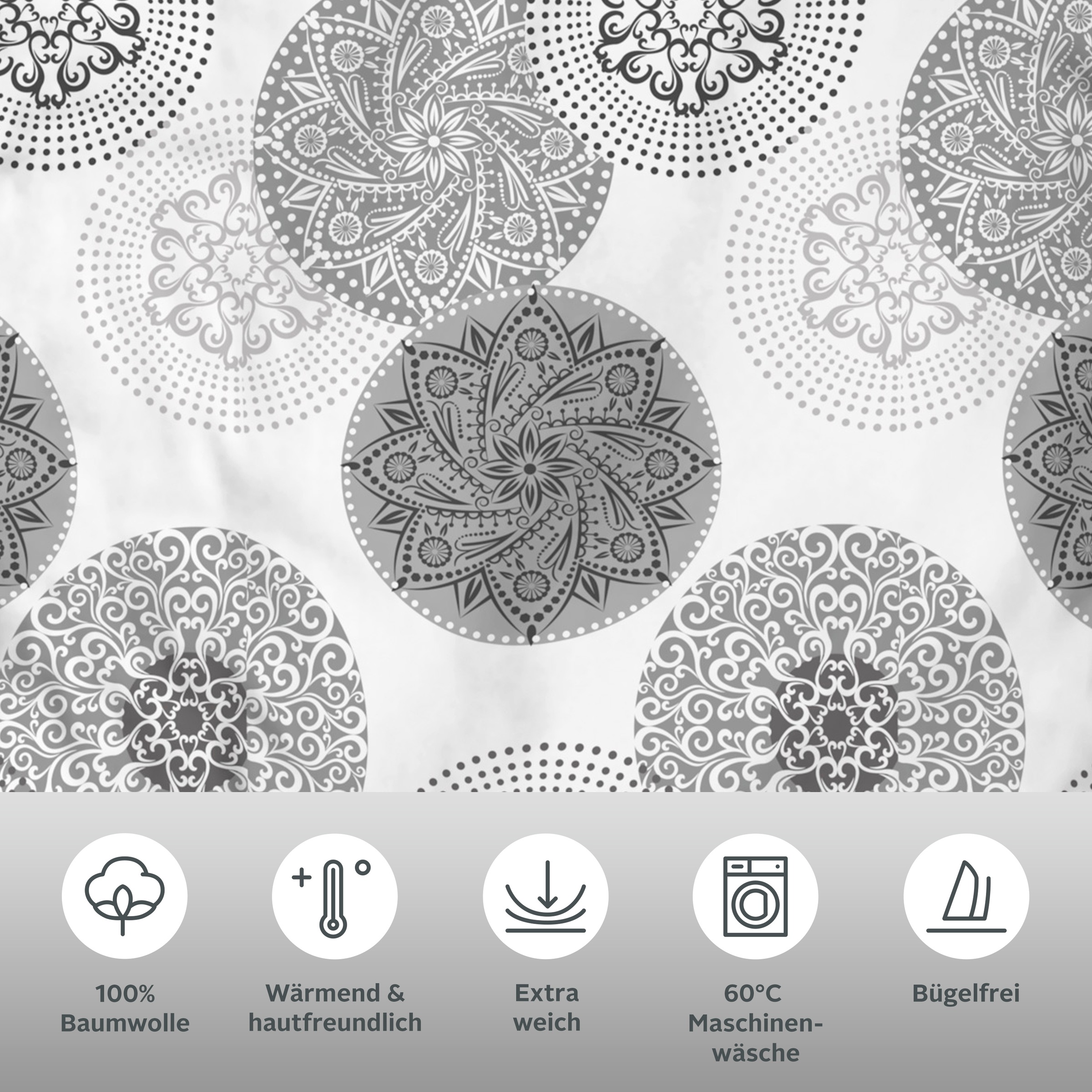 Thumbnail - my home Bettwäsche "Tesso in Gr. 135x200, 155x220 oder 200x200 cm" 3 Stk. tlg. Bettwäsche mit Ornamenten und in verschie...