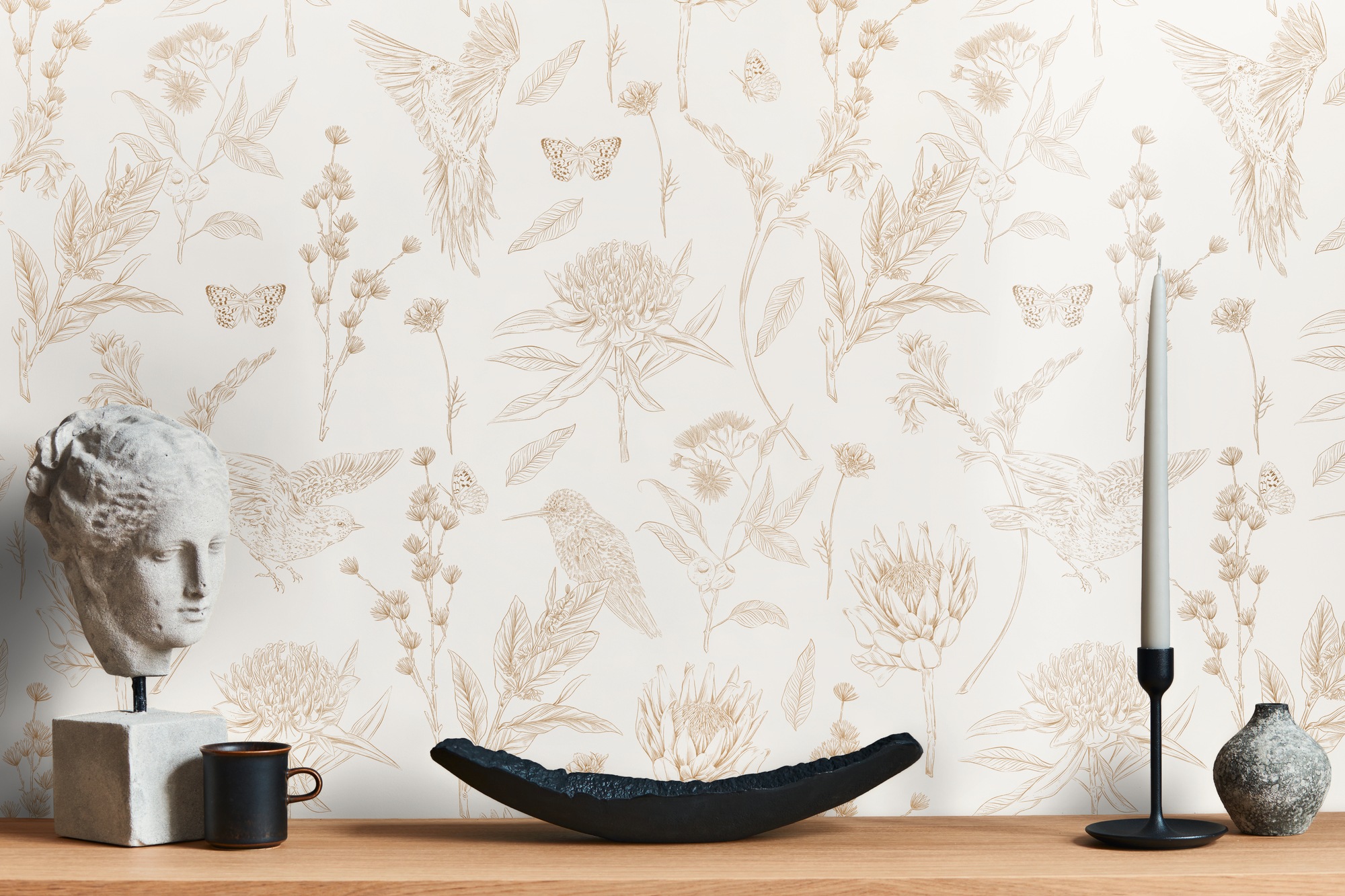 Living Walls Vliestapete "Drawn Into Nature Blumen-Tapete Mustertapete Pflanzen Natur" Matt Strukturiert Vliestapete Blümchen Für Schlafzimmer