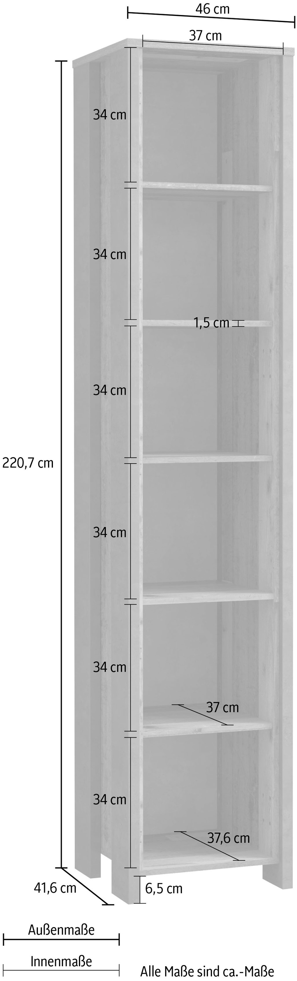FORTE Aktenregal »Clif«, Bücherregal im Industriestil, Höhe 220,7 cm