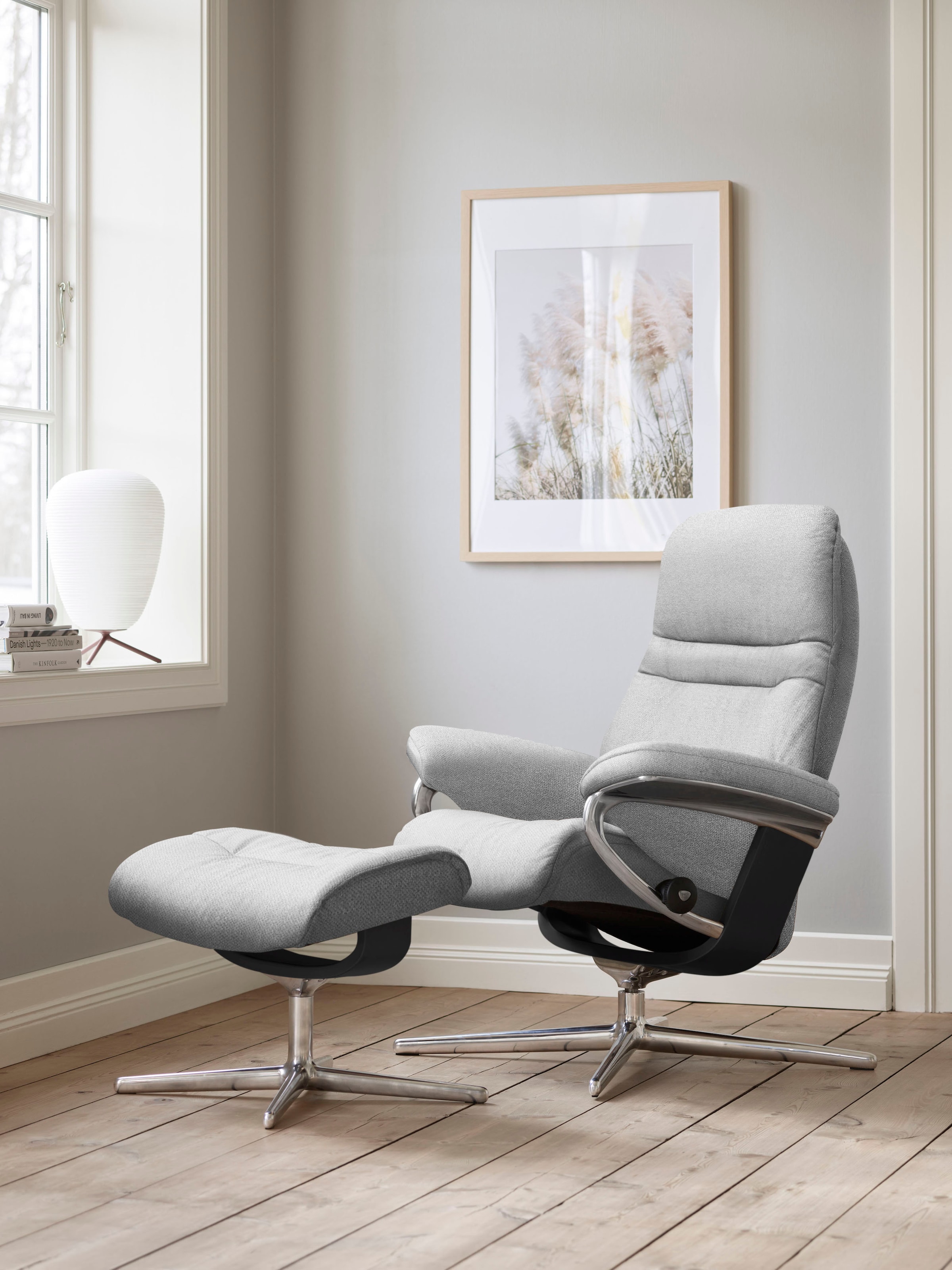 Stressless Fußhocker "Sunrise", mit Cross Base, Größe S, M & L, Holzakzent Schwarz