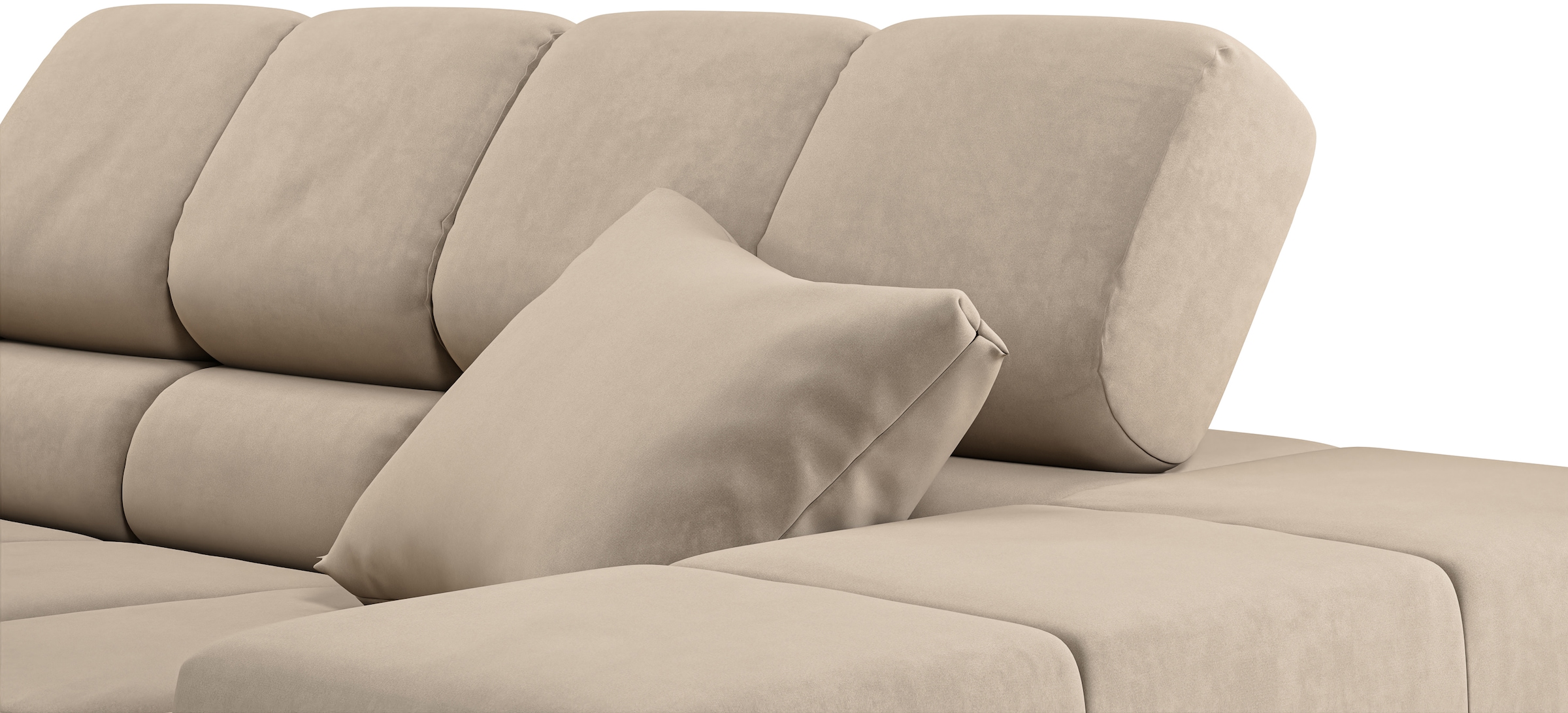 INOSIGN Ecksofa »Ancona incl. Kopfteilverstellung, Zierkissen Breite 319cm, L-Form«, wahlweise motorische Sitztiefenverstellung, auch in Cord + Easy Care