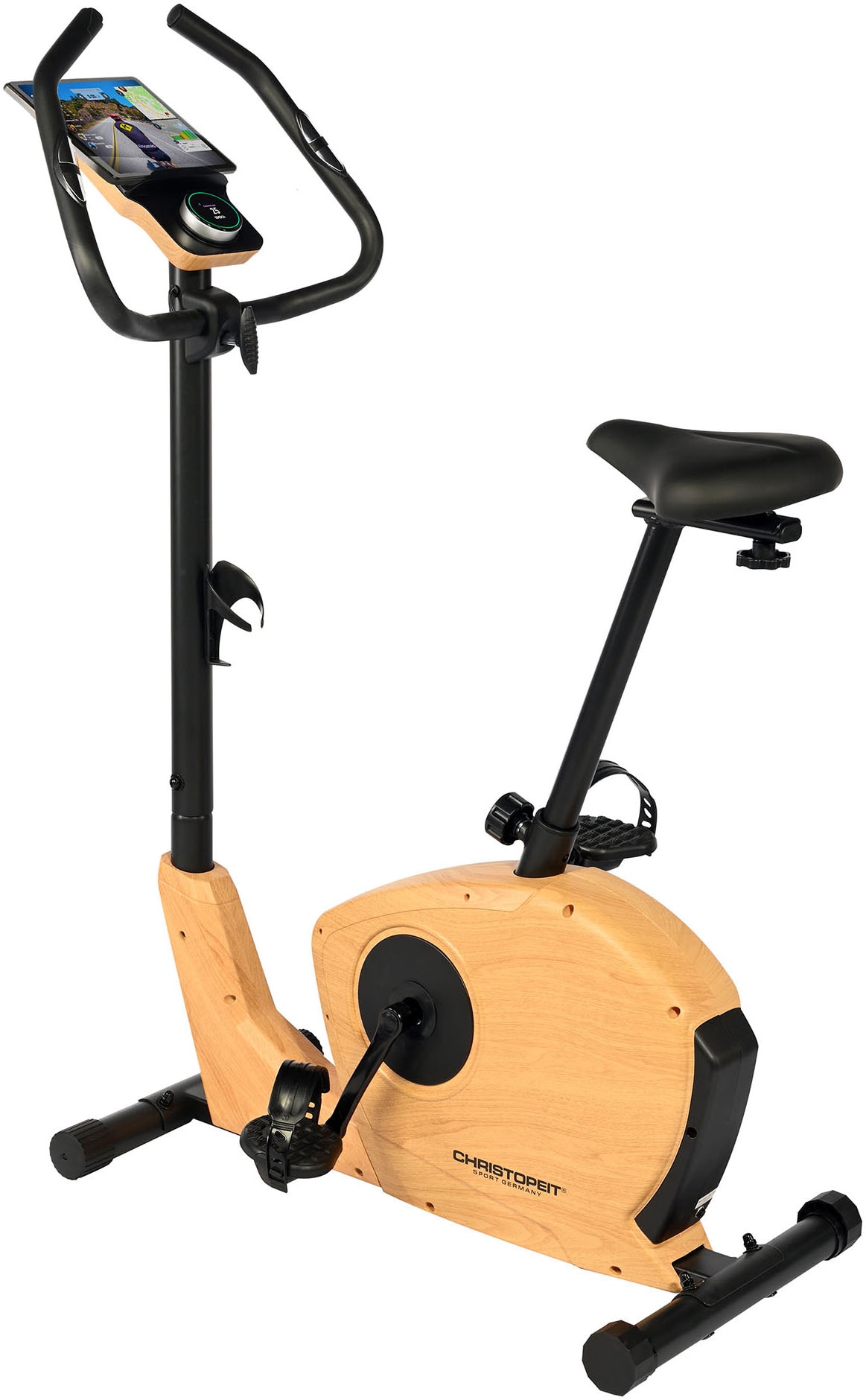 Christopeit Sport Ergometer "ET 3.2", (Elegante Holzoptik, Kinomap kompatibel), Schwungmasse ca. 7 kg, 32 Widerstandsstu