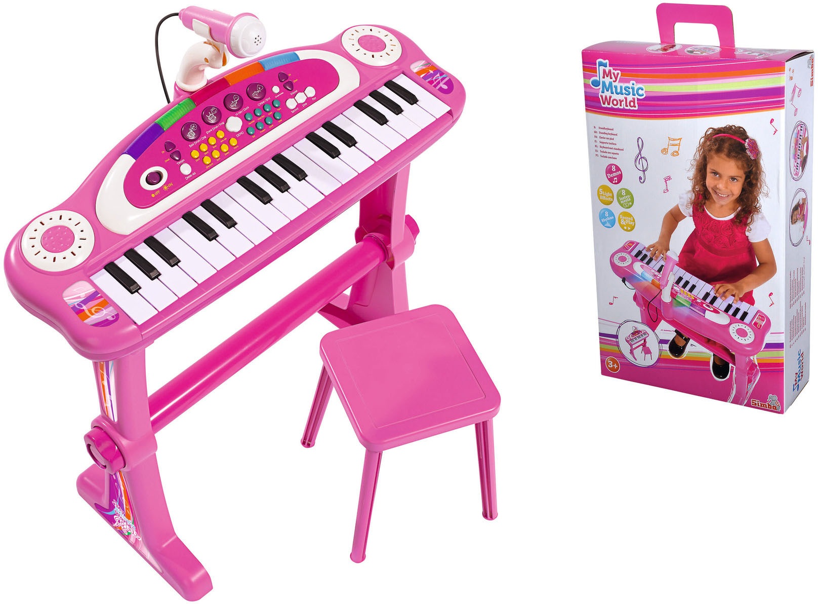 SIMBA Spielzeug-Musikinstrument »My Music World Keyboard, pink«, mit Hocker und Mikrofon