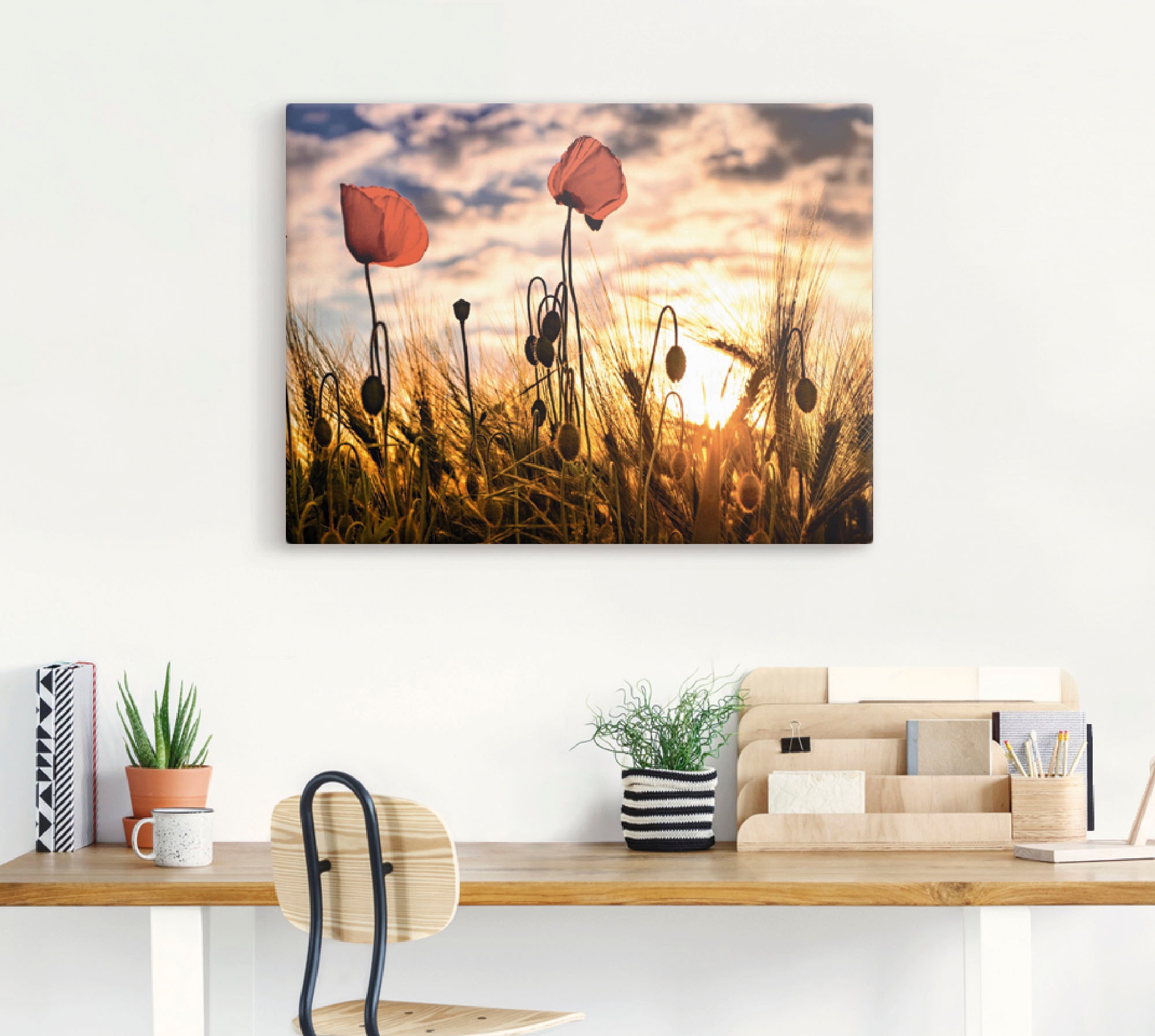 Artland Wandbild »Mohnblumen im Sonnenuntergang«, Leinwandbild, oder versch. Alubild, | kaufen BAUR Blumen, Poster (1 in Größen Wandaufkleber als St.)