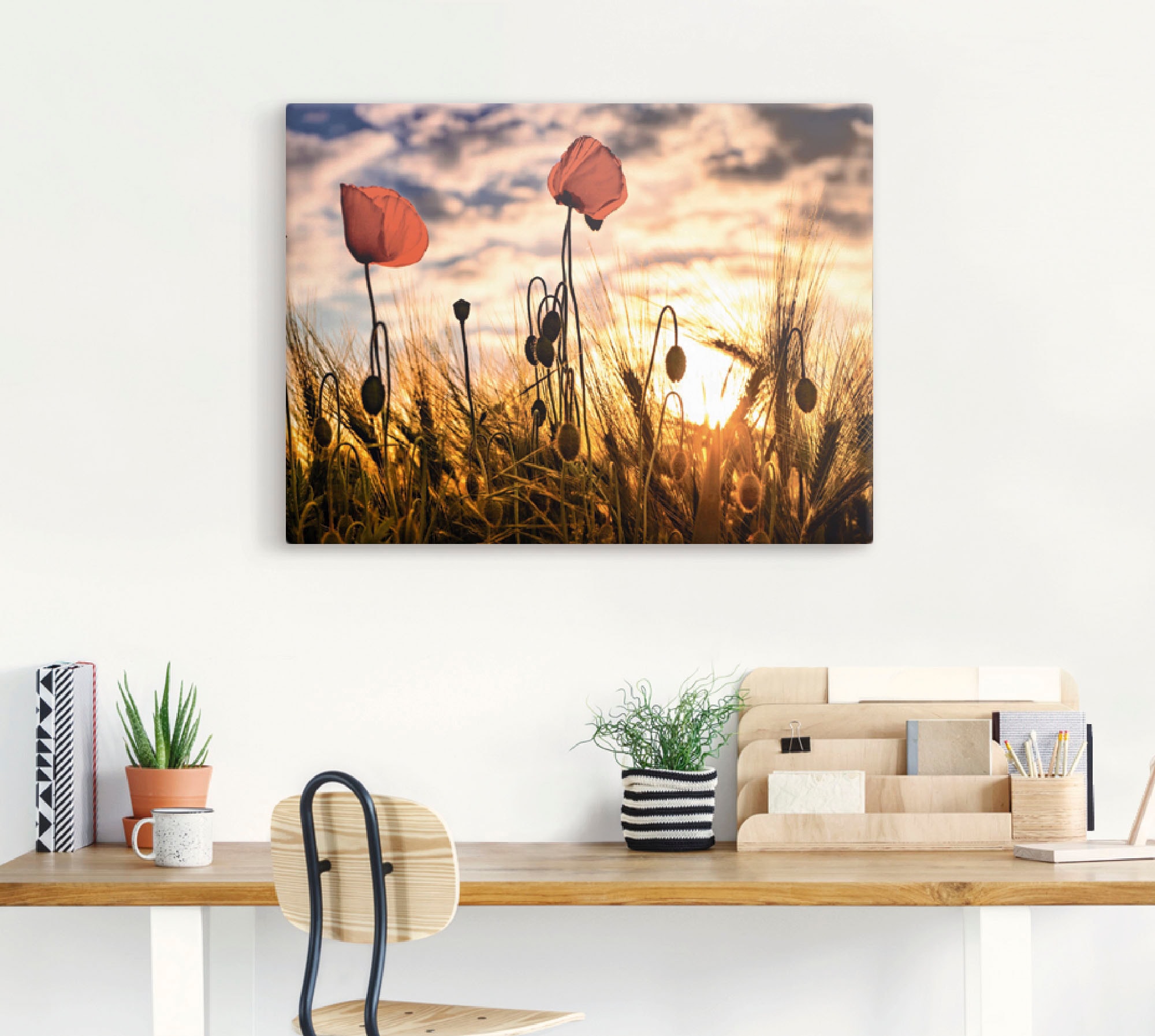 Artland Wandbild »Mohnblumen oder Poster BAUR Leinwandbild, Wandaufkleber | Blumen, St.), Größen (1 Sonnenuntergang«, im als kaufen in versch. Alubild