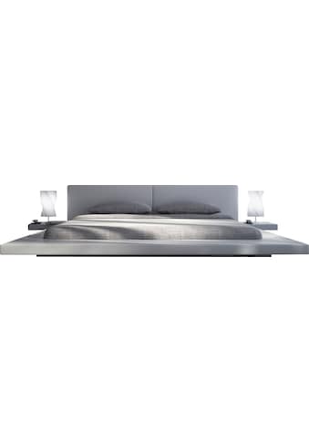 Polsterbett, Design Bett in moderner Optik, Lounge Bett inklusive Nachttisch