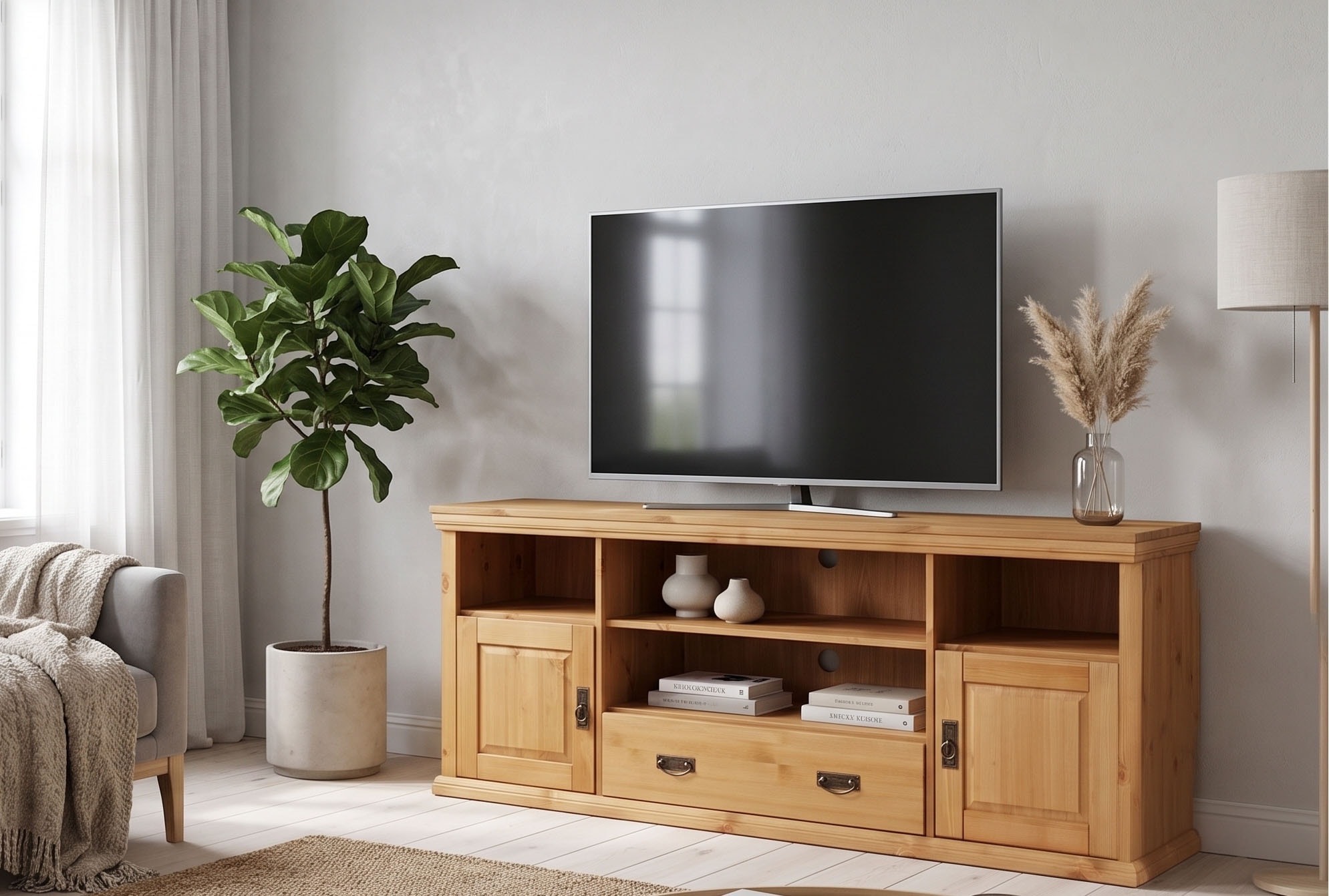 OTTO home Lowboard "Konrad TV-Board, TV-Kommode" Breite 169 cm, Höhe 67 cm, Metallgriffe, Kabeldurchführung