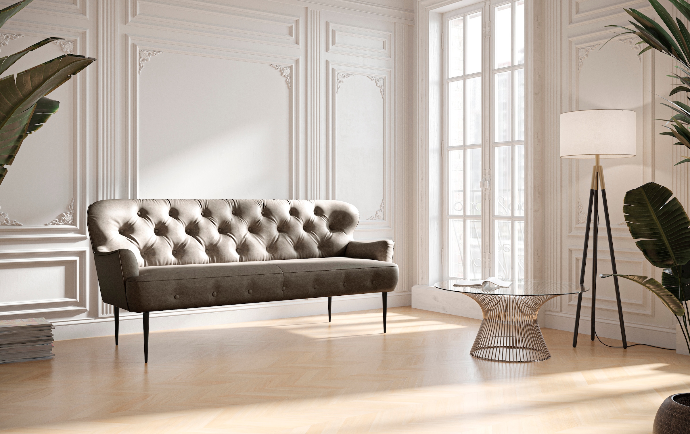 Home affaire 3-Sitzer "Amber" mit Knopfheftung,in verschieden Stoffarten günstig online kaufen