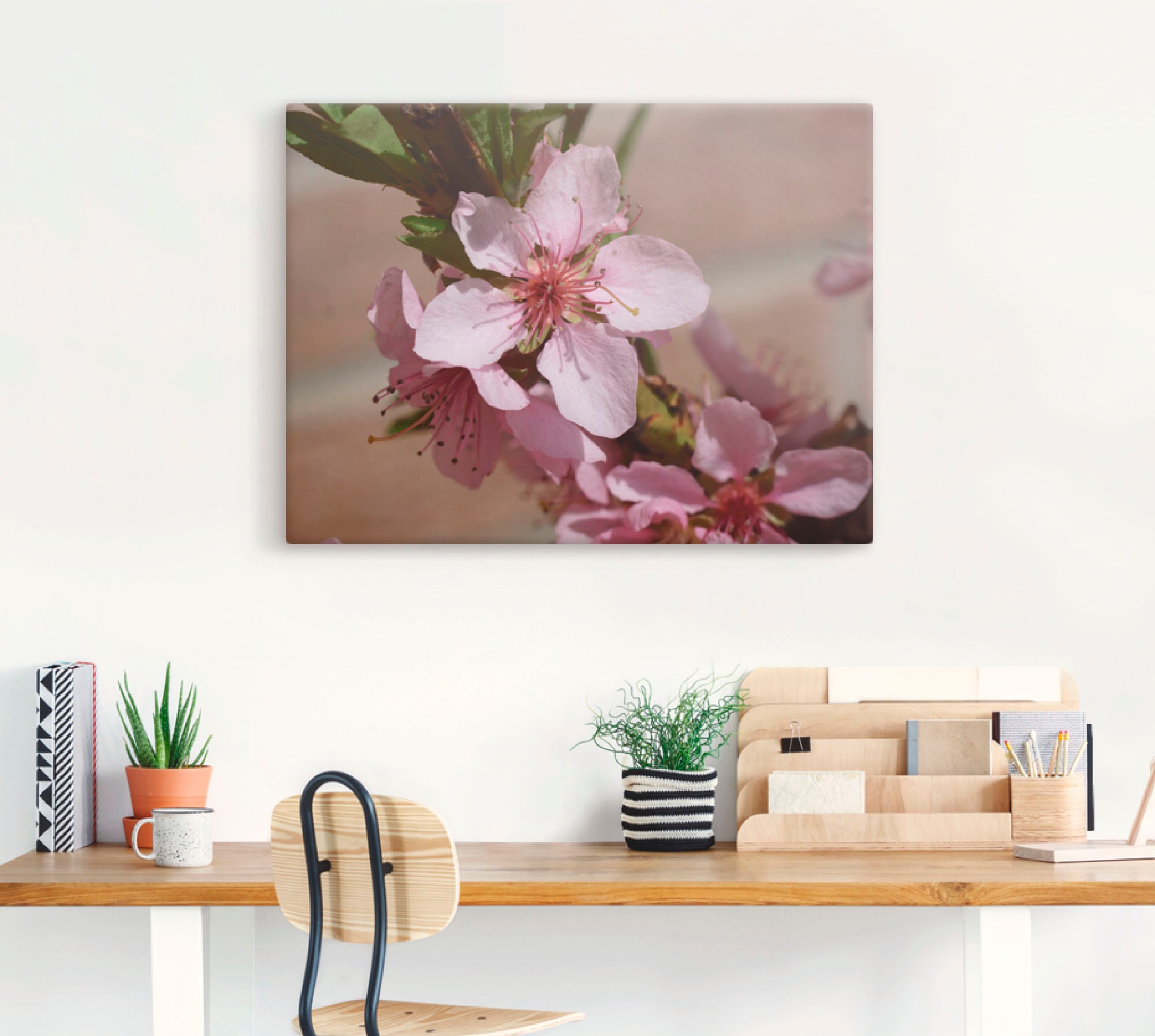Artland Leinwandbild »Rosafarbene Pfirsichblüten«, Blumen, (1 St.), auf Keilrahmen gespannt