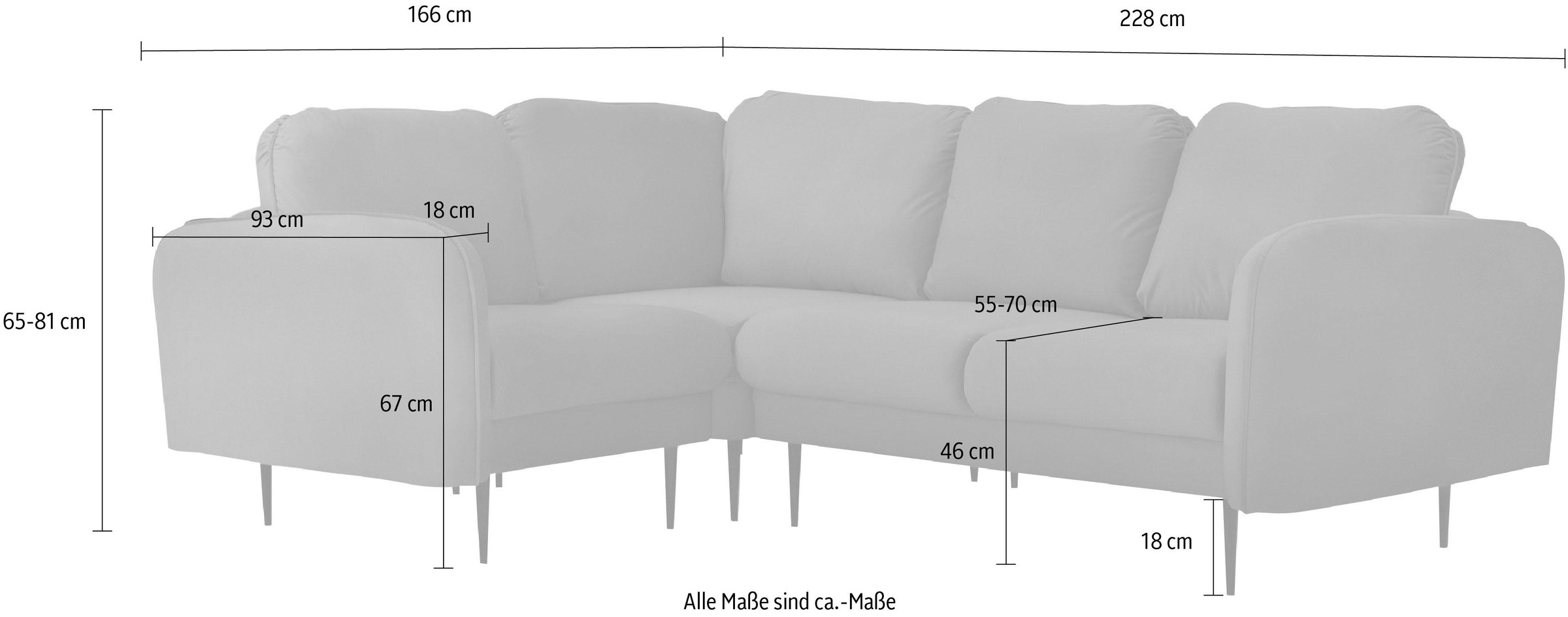 Leonique Ecksofa »Skidi L-Form«, mit losen Rückenkissen und Keder oben auf der Armlehne