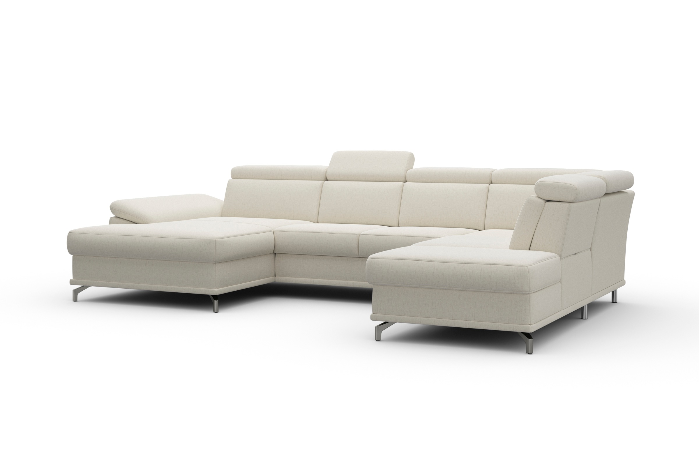 sit&more Wohnlandschaft »Cabrio U-Form, mit Sitztiefenverstellung, Arm- und Kopfteilverstellung«, 3 Nierenkissen, Federkern, optional Bettfunktion und Stauraum