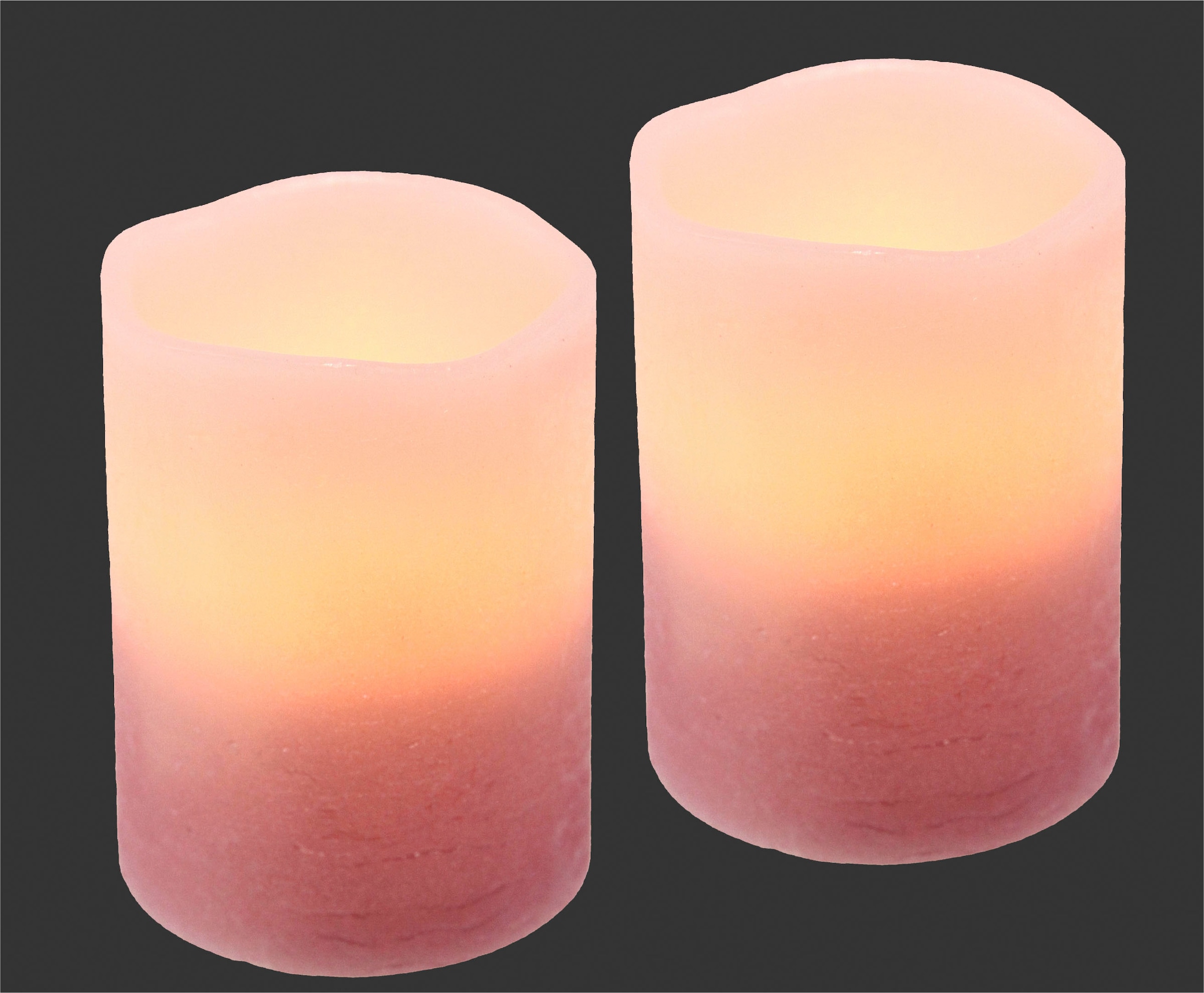 I.GE.A. LED-Kerze »LED-Kerzen Flackernd Warmweiß 2er Set Stumpenkerze Deko Valentinstag«, Romantische Dekoration Rosa Echtwachs romantisch