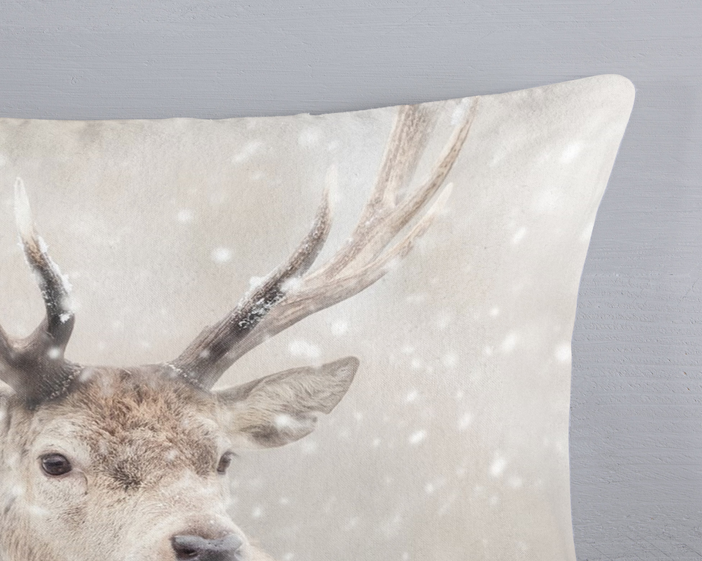 good morning Wendebettwäsche »Snowydeer«, Flanell, Biber, Baumwolle, Winter, Warm, Wendeoptik, Reh, Hirsch, Sand