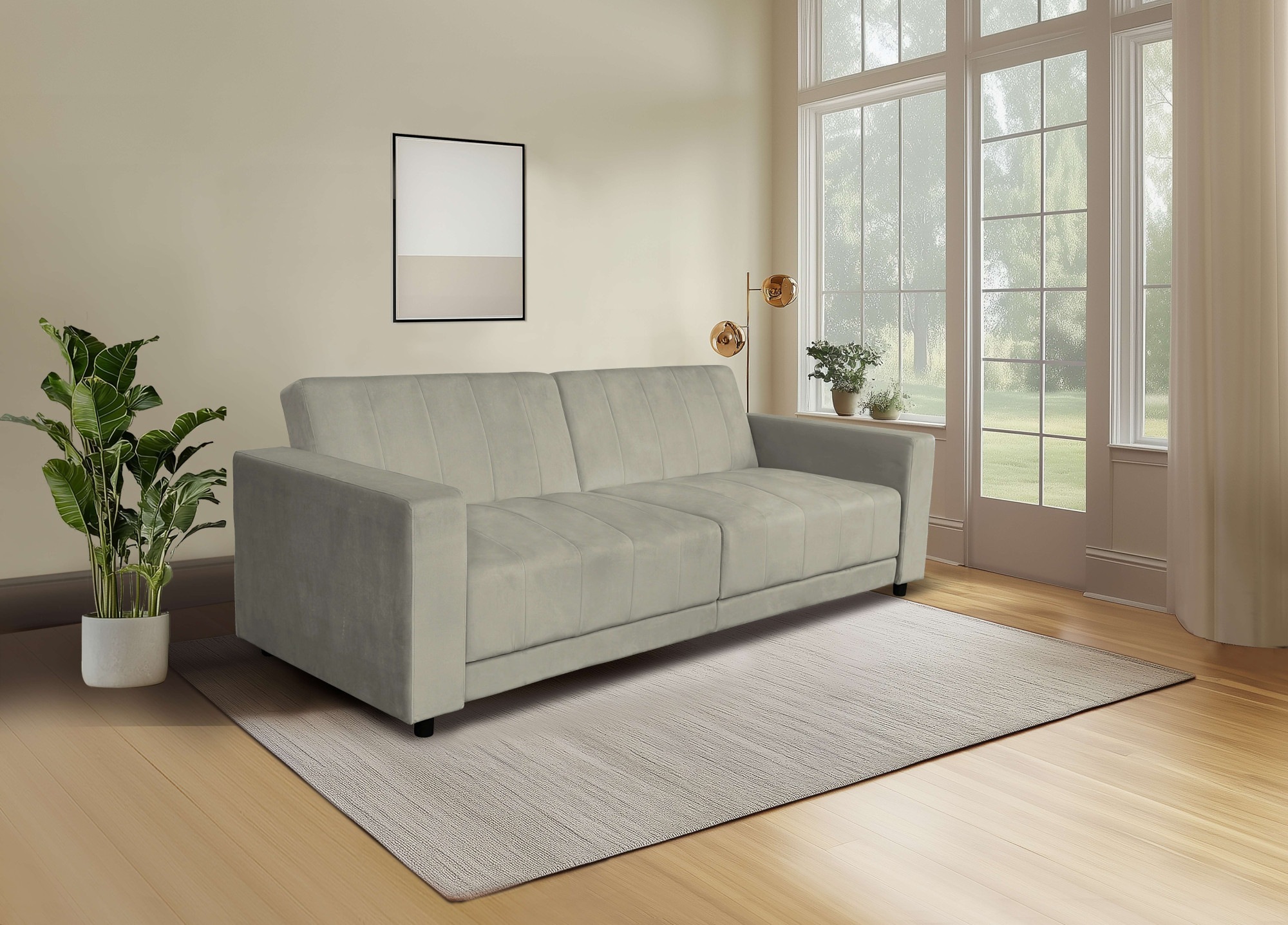 Dorel Home 3-Sitzer »Allie II Schlafsofa 225 cm«, Bett-Funktion (108/190cm), Rückenlehne 2-teilig, mit Steppung
