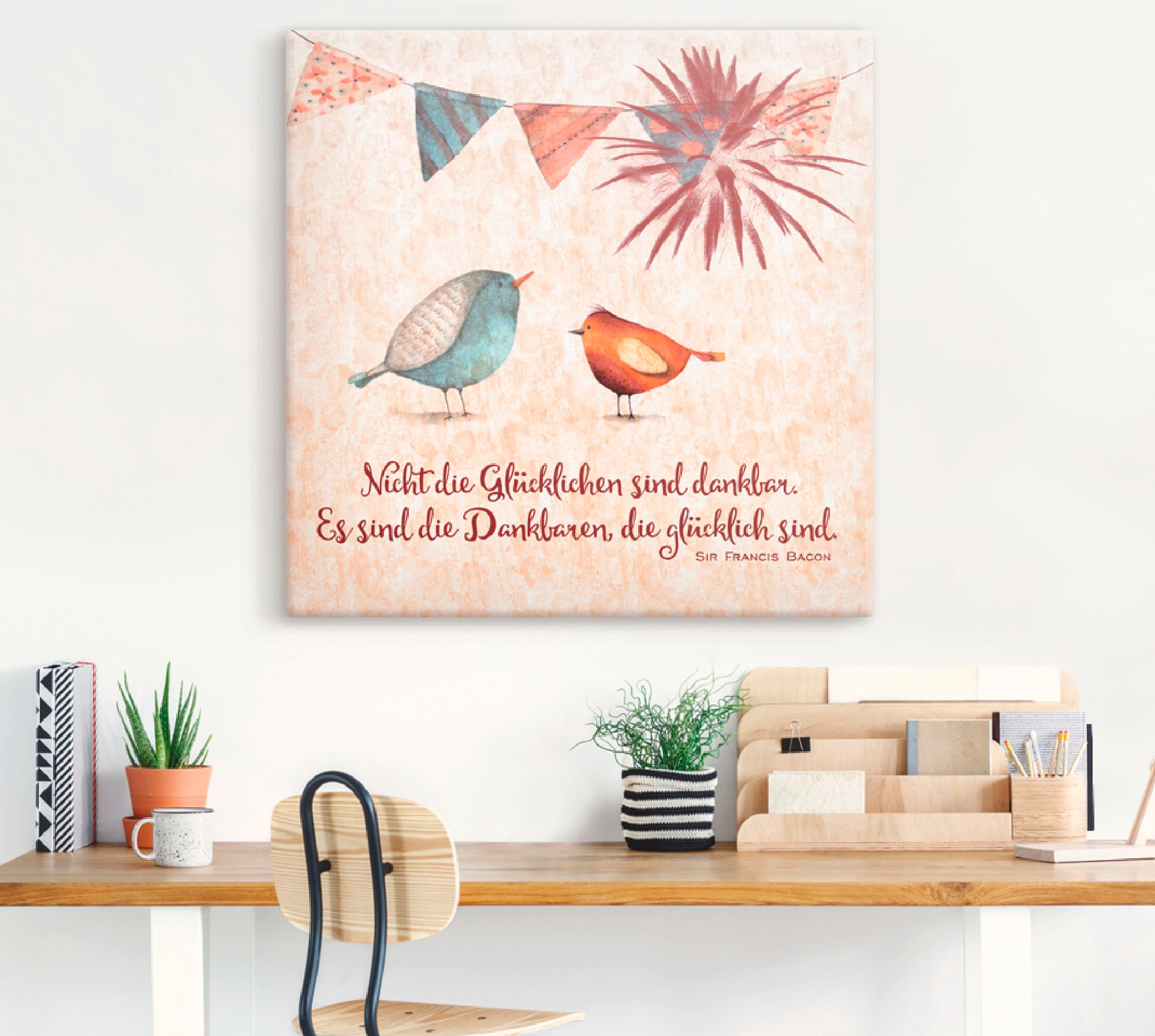 Artland Wandbild »Lebensweisheit Glücklich«, Tiere, (1 St.), als Alubild, Outdoorbild, Leinwandbild, Poster, Wandaufkleber