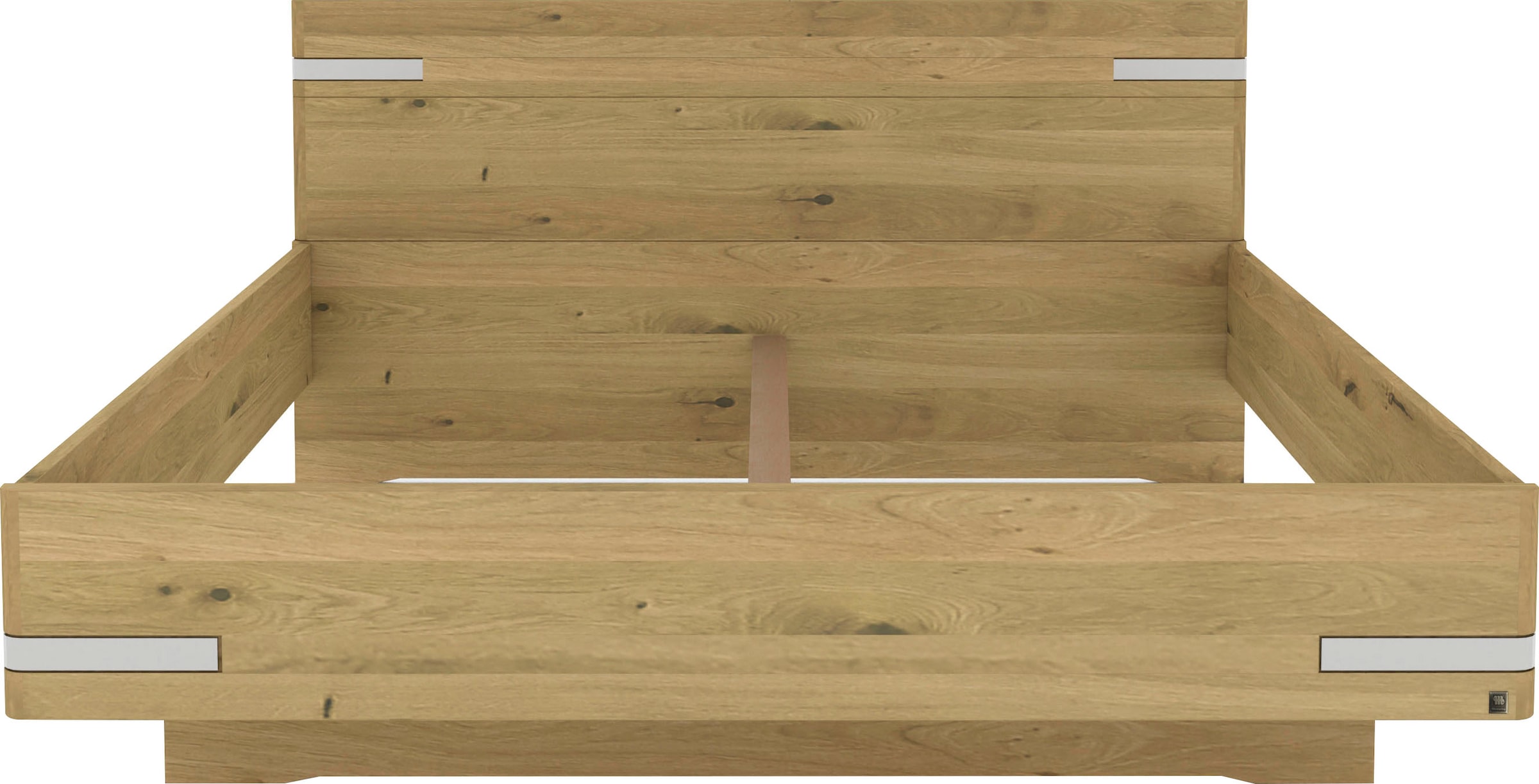Musterring Holzbett »Savona«, (Belastbarkeit 220 Kg, 4-fache Liegehöhenverstellung, MADE IN GERMANY), Kopfteil in Bianco-Eiche massiv, Details in Chrom, verschiedene Größen
