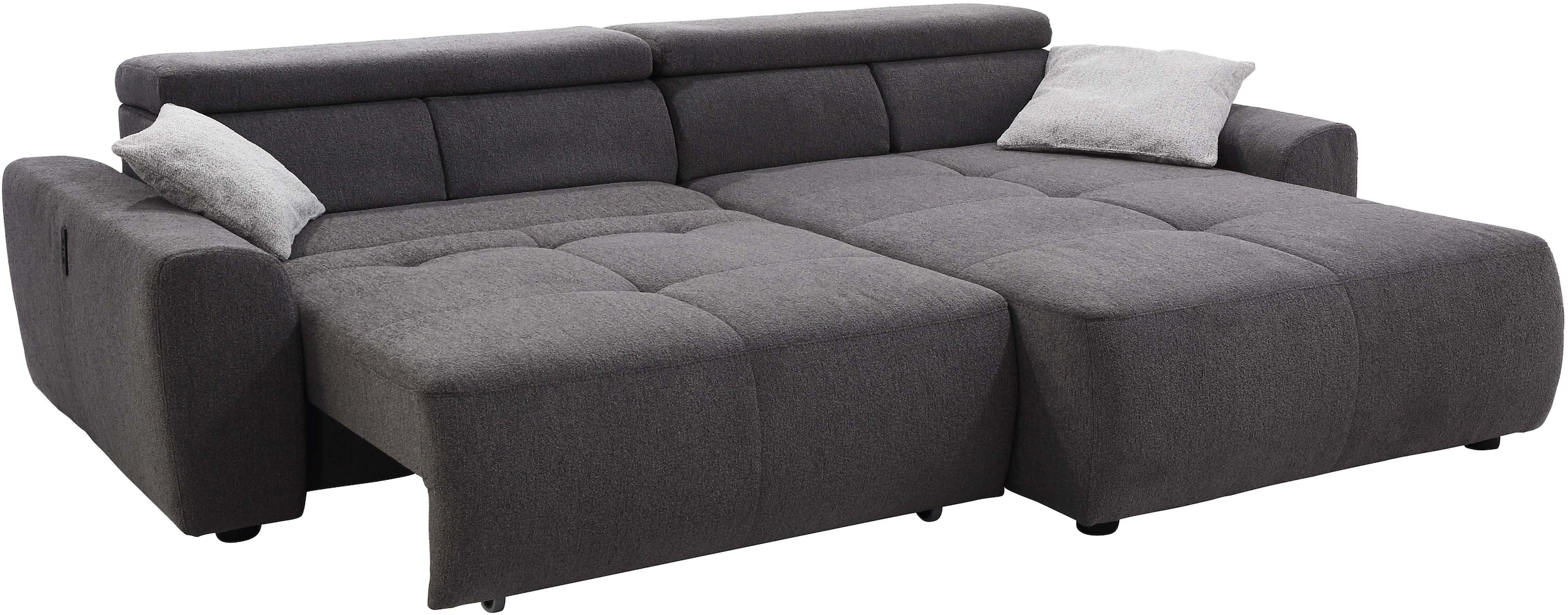 Jockenhöfer Gruppe Ecksofa »Uno, L-Form, 140kg Belastbarkeit je Sitzplatz«, elektromotorische Sitztiefenverstellung,USB-Ladeports,mit Kopfstützen