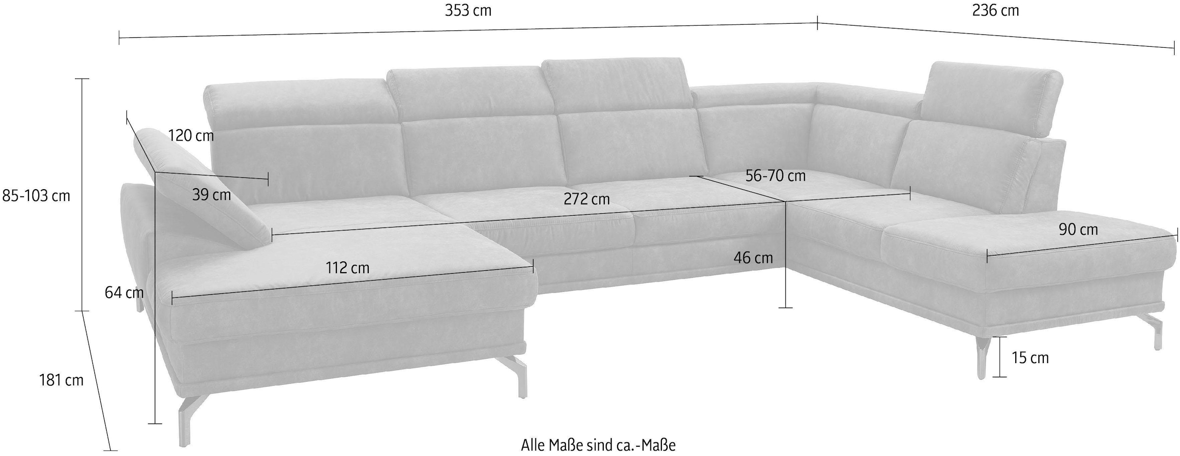 sit&more Wohnlandschaft »Scorpio U-Form«, inklusive Sitztiefenverstellung, mit Kopf- und Armteilverstellung