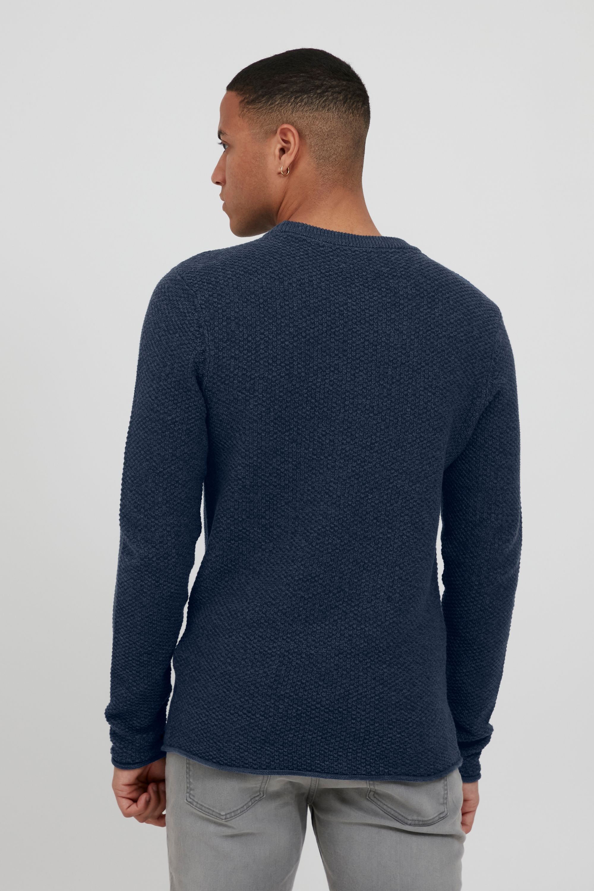 Strickpullover BLEND "BHPullover", Herren, Gr. XL, blau (marineblaus), Feinstrick, 100% Baumwolle, meliert, regular fit normal, Rundhals, eng, Pullover Strickpullover, Strickpullover mit Strukturmuster 6
