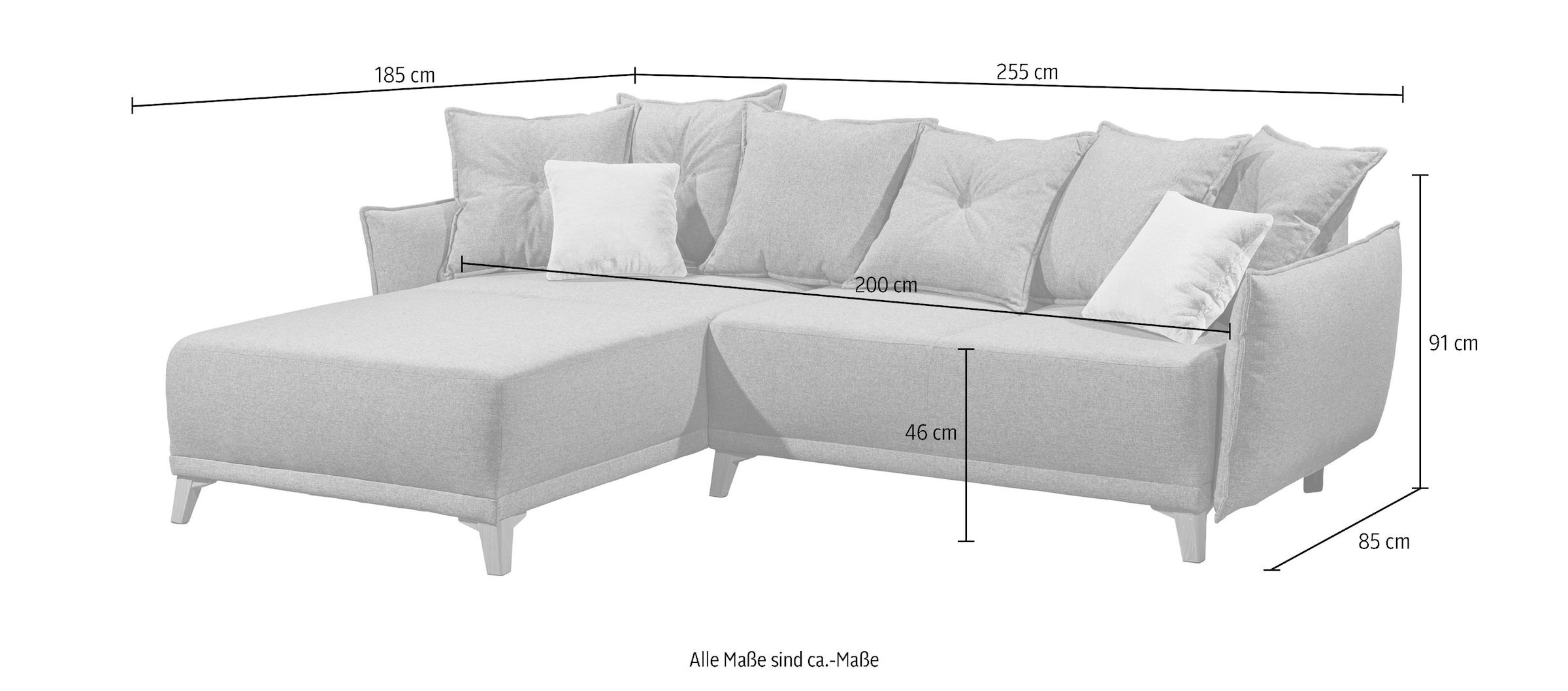 ED EXCITING DESIGN Ecksofa »Pamplona L-Form«, mit Bettfunktion, Bettkasten & Zierkissen
