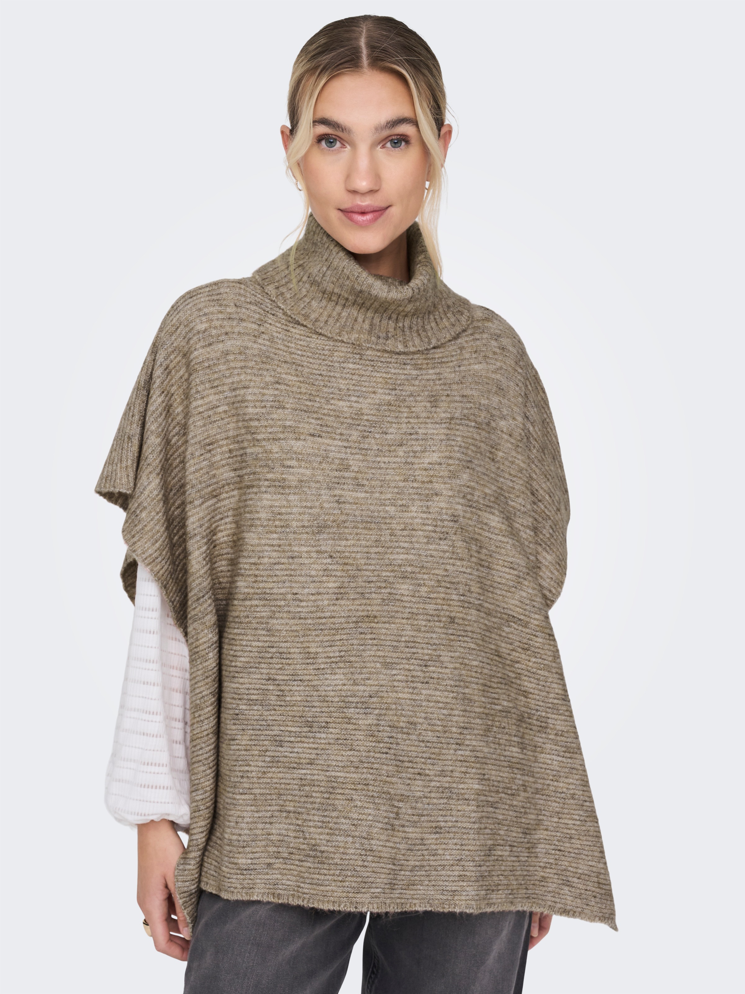 ONLY Strickponcho ONLLOVISA LIFE KNIT PONCHO ACC in Rippstrick Optik mit Ro günstig online kaufen