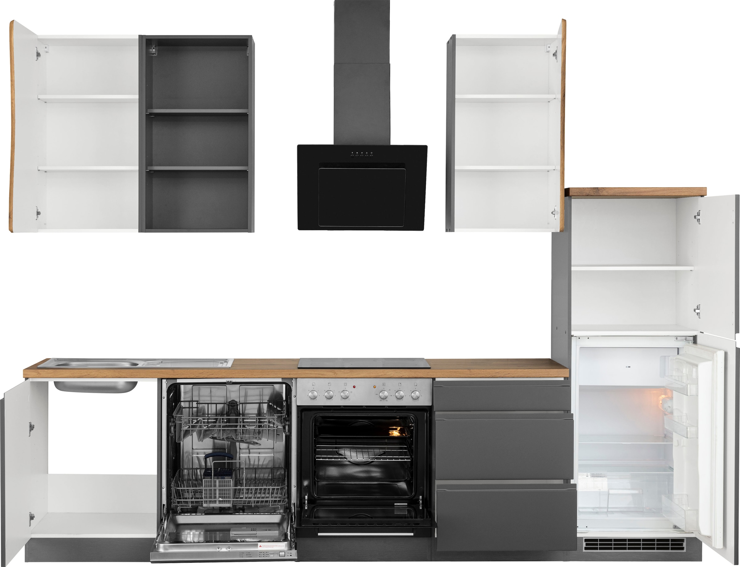 HELD MÖBEL breit, »Bruneck«, | BAUR MDF-Fronten E-Geräte, hochwertige Küche 300cm ohne mit oder bestellen wahlweise