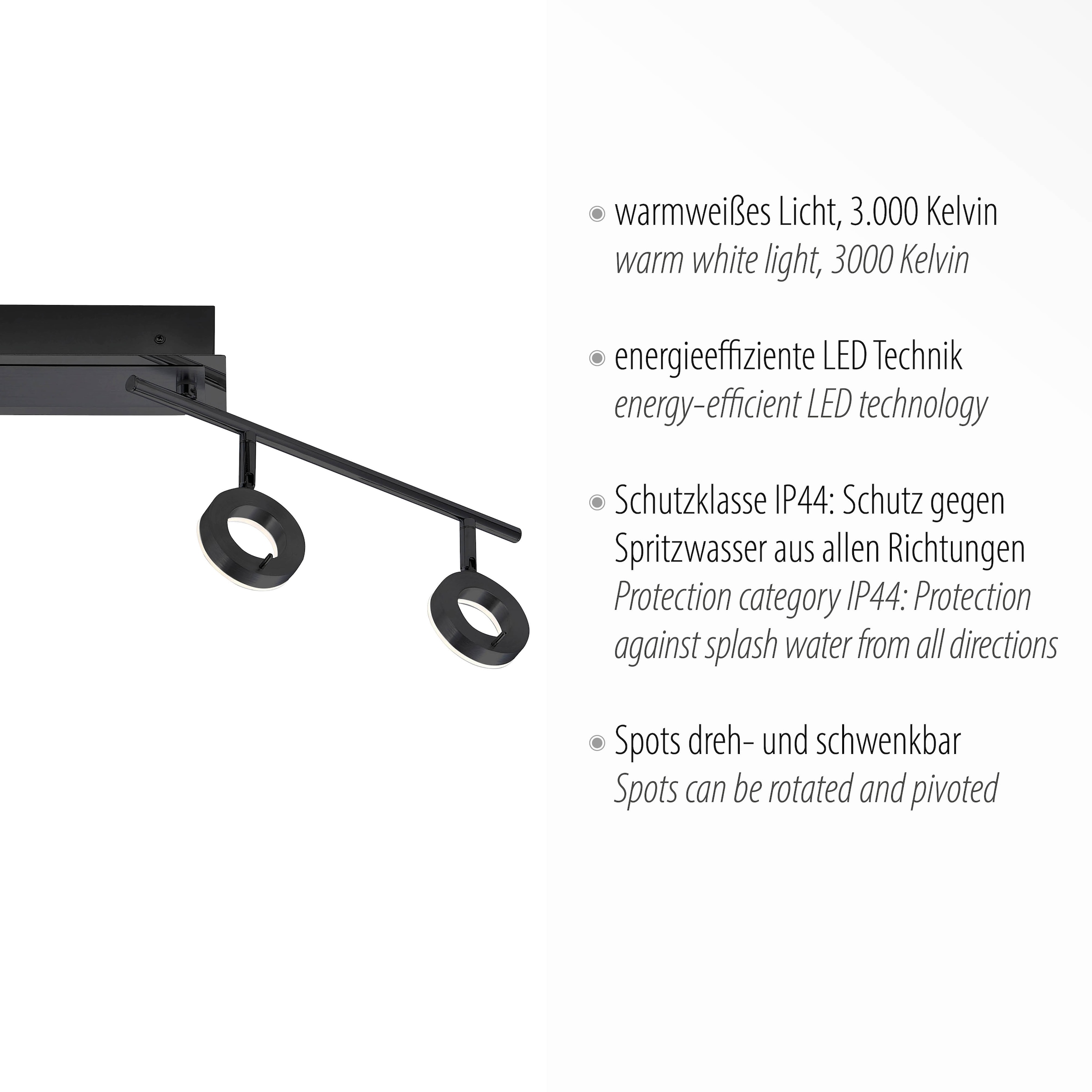 Paul Neuhaus Deckenleuchte »SILEDA«, 4 flammig, Leuchtmittel LED-Board | LED fest integriert, inkl. festverbaute LED, IP44, Spotköpfe verstellbar