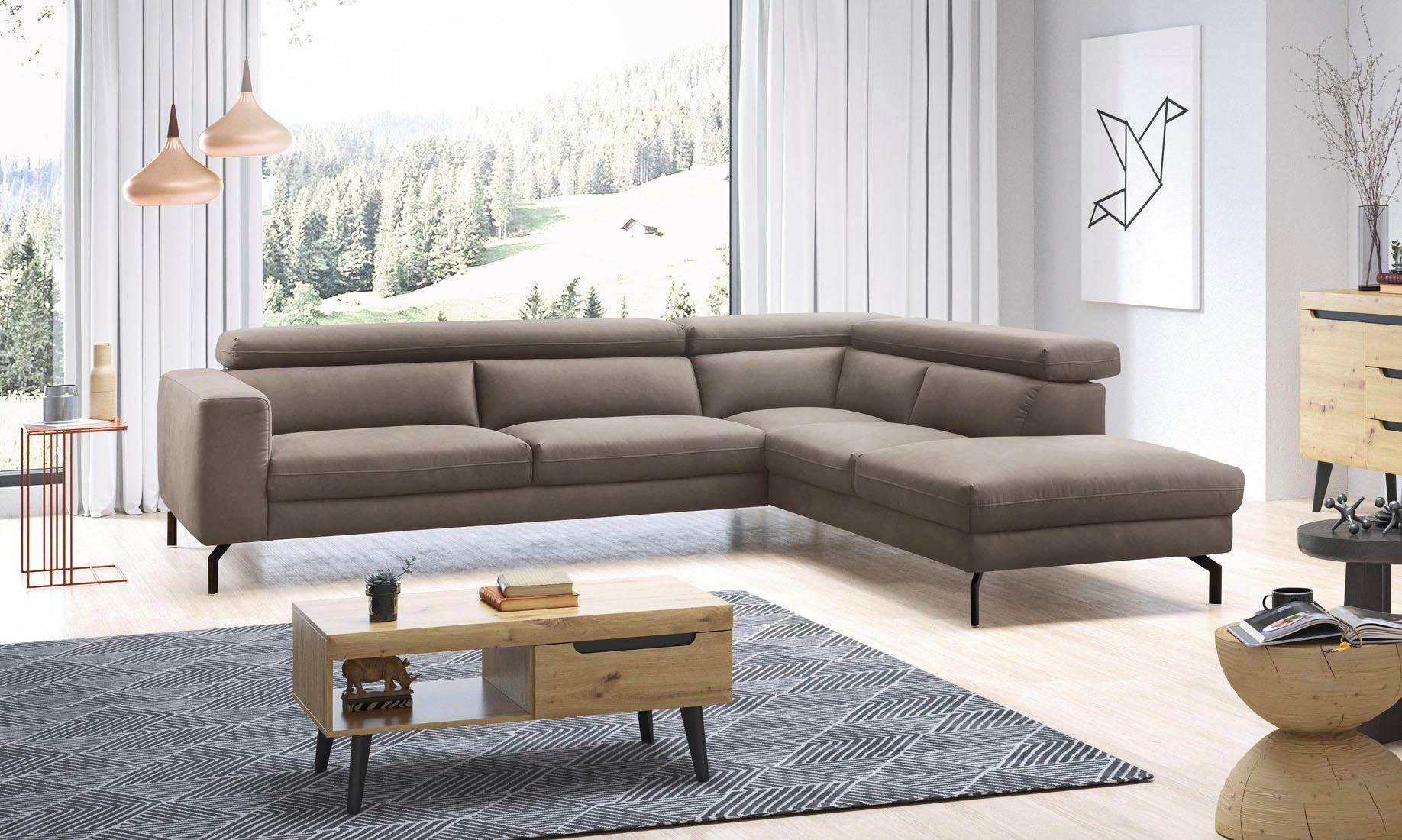 Places of Style Ecksofa Olanta, mit verstellbaren Kopfstützen