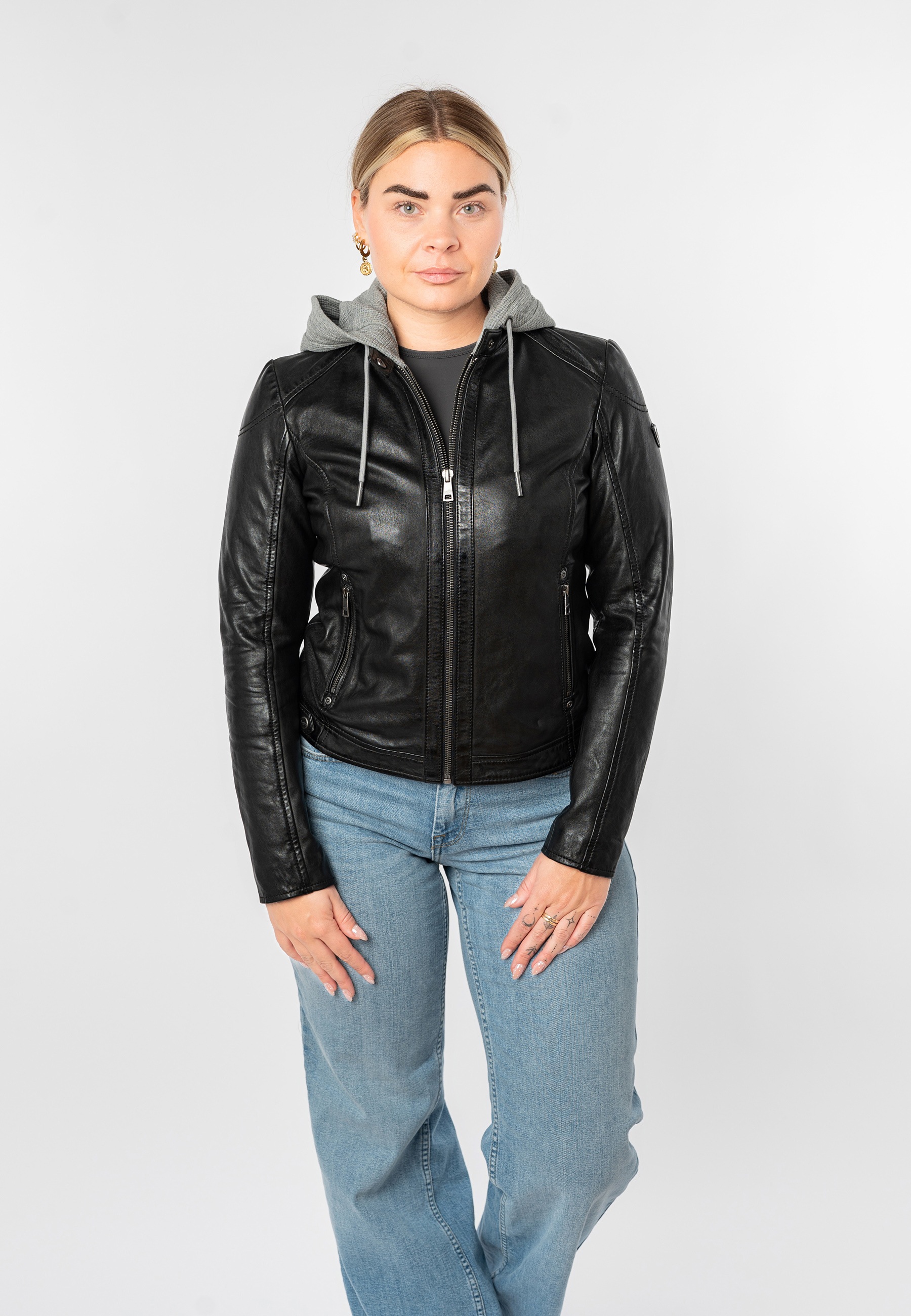 Mauritius Lederjacke "MWAlani" Bikerjacke mit abnehmbarer Kapuze günstig online kaufen