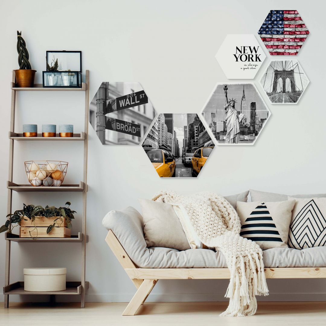Wall-Art Mehrteilige BAUR (Set, | 6 bestellen New Bilder York Collage«, »Typisch St.)