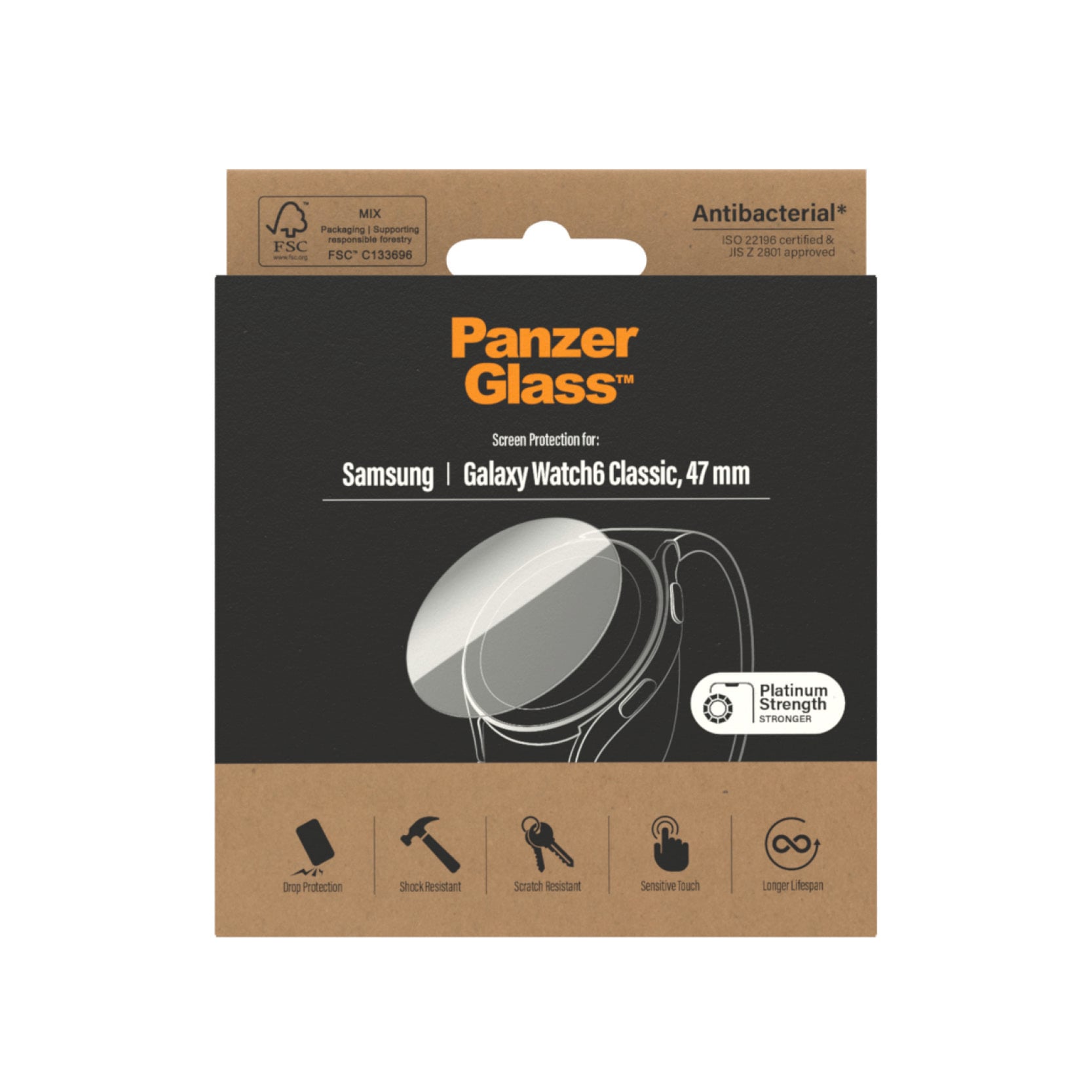 PanzerGlass Displayschutzglas »Screen Protector«, für Samsung Galaxy Watch 6 Classic, 47 mm, Displayschutz, Bildschirmschutz, Schutzfolie, Displayschutzfolie