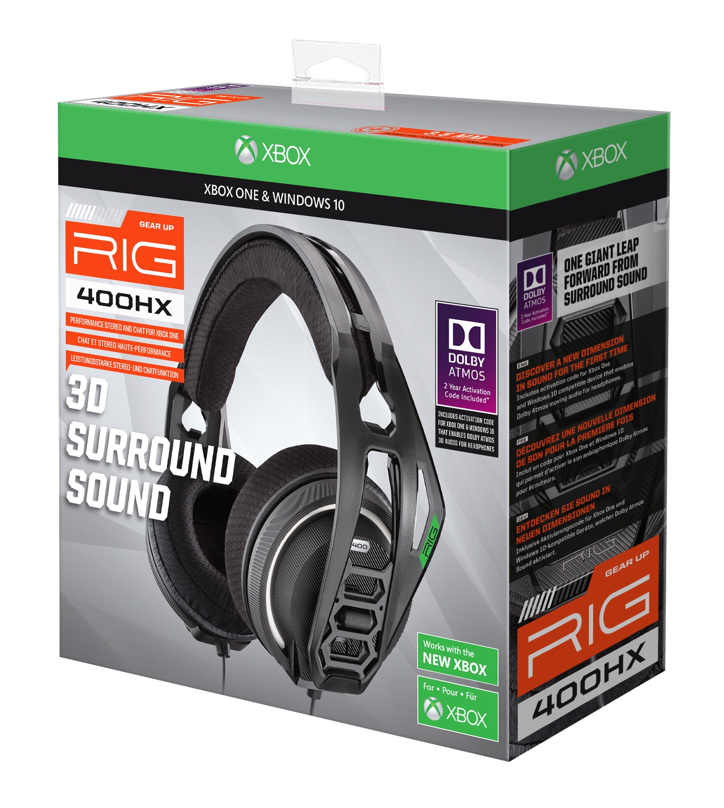 nacon Gaming-Headset »Nacon RIG 400HX Gaming-Headset, schwarz, 3,5 mm Klinke«, Geräuschisolierung-Mikrofon abnehmbar-Rauschunterdrückung, kabelgebunden, Stereo, Over ear, PC, Xbox One, Mac